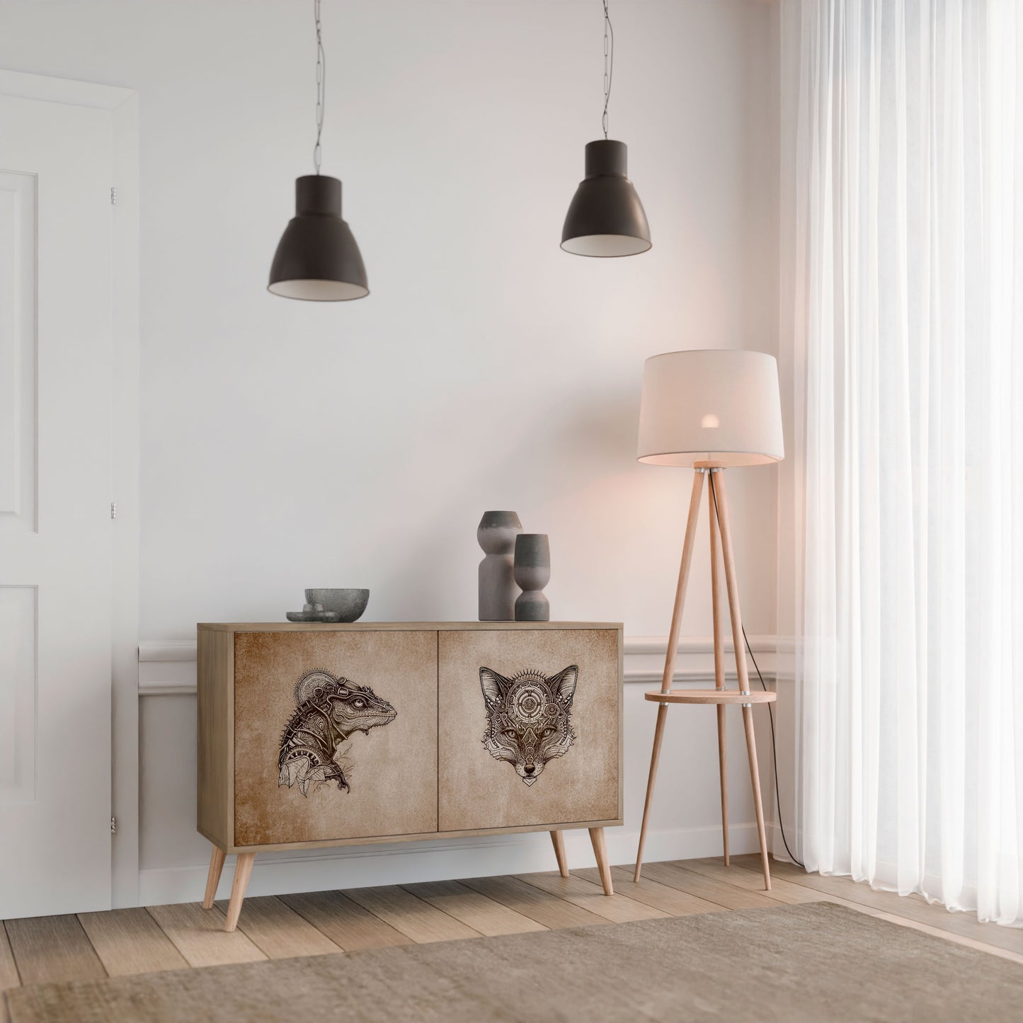 STEAMPUNK CLAN 2-Door Sideboard in Oak Effect