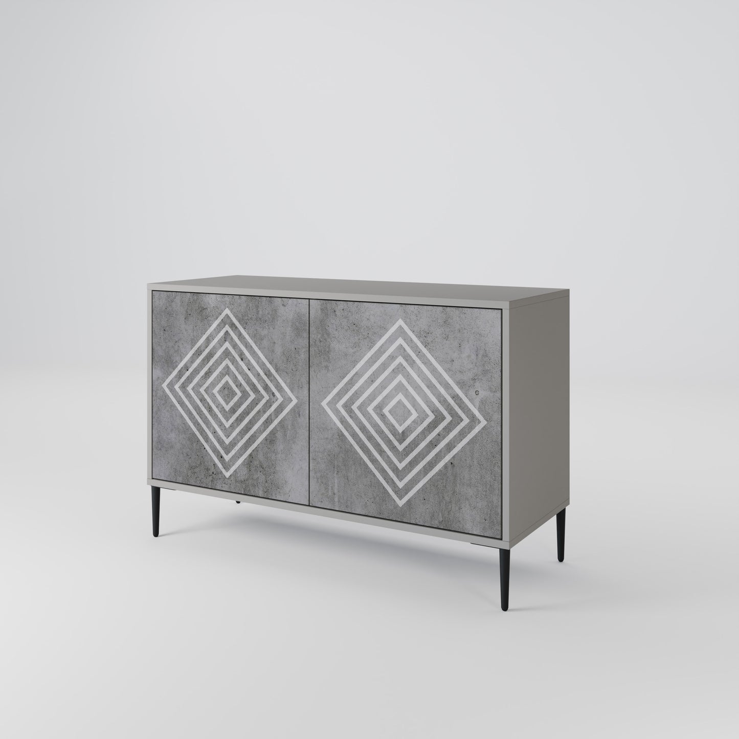 POLYGONAL ARTISTRY 2-dörrars skänk i grå finish
