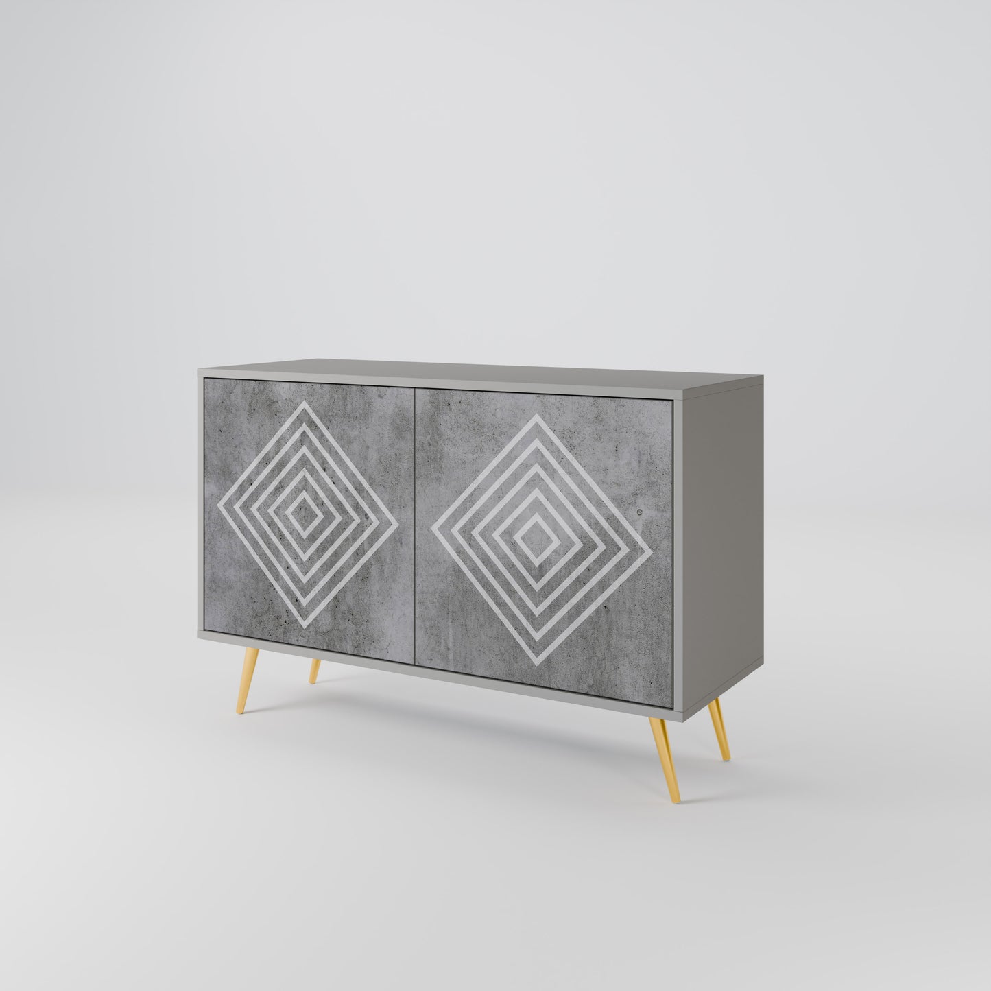 POLYGONAL ARTISTRY 2-dörrars skänk i grå finish