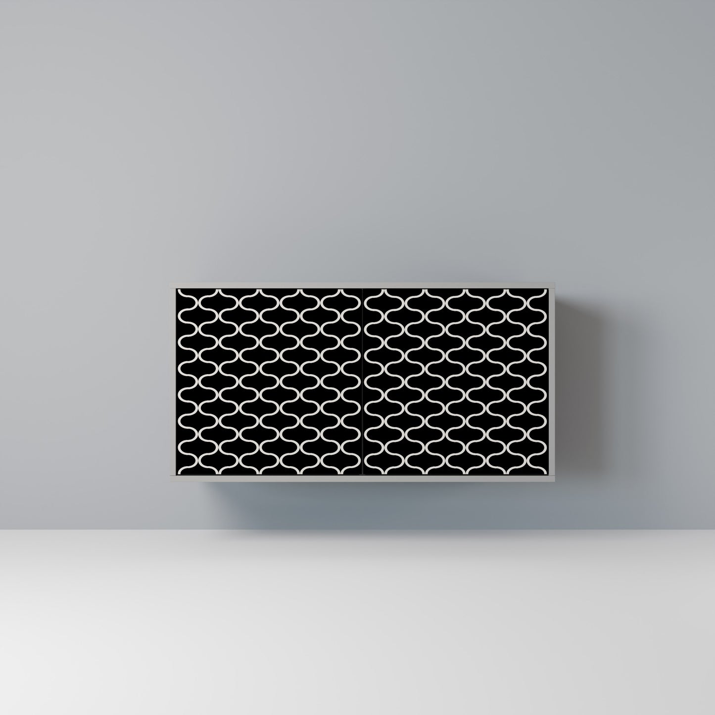 TESSELATED BLACKNESS 2-dörrars skänk i grå finish