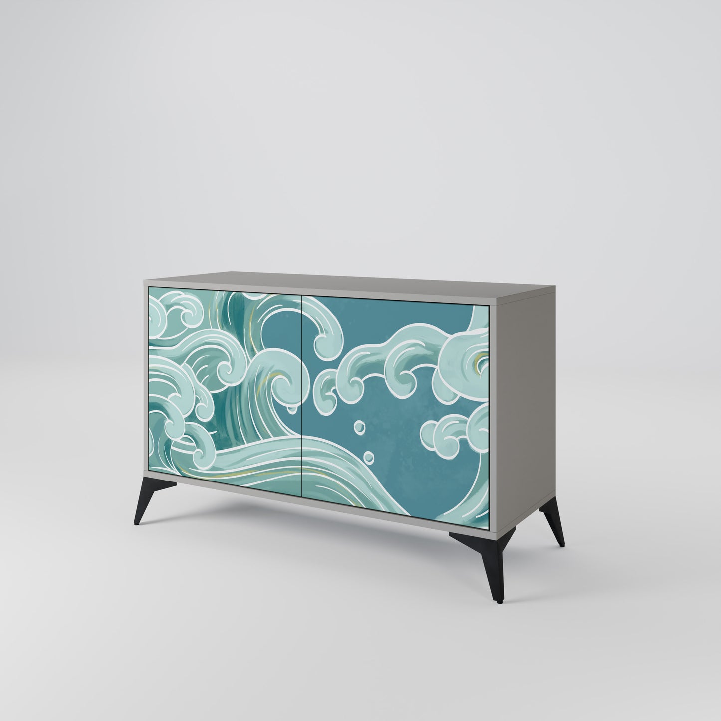 ASIAN SWAY 2-Door Sideboard in Grey Finish