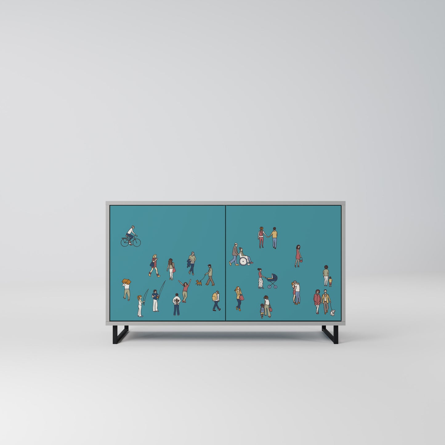 COLLECTIVE STREAM 2-Door Sideboard in Grey Finish