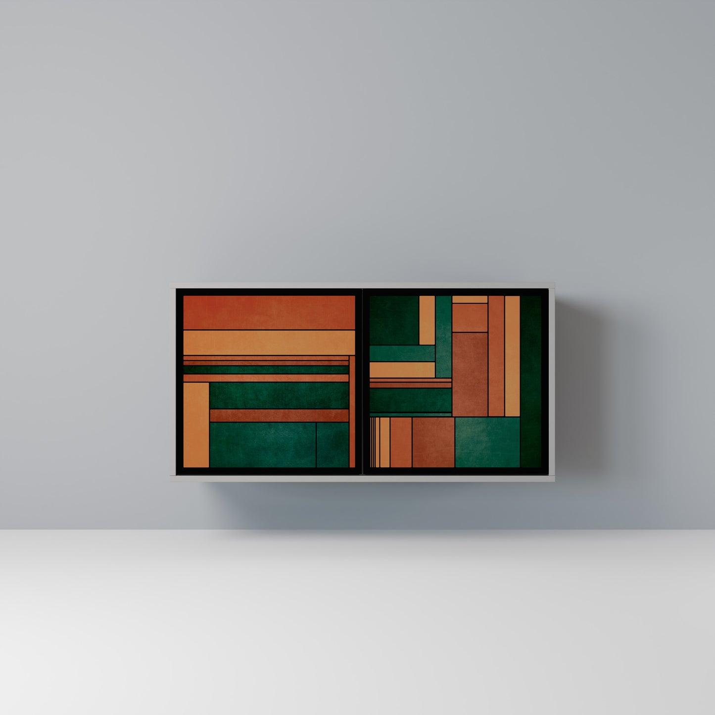 EARTHY FIGURES 2-dörrars skänk i grå finish