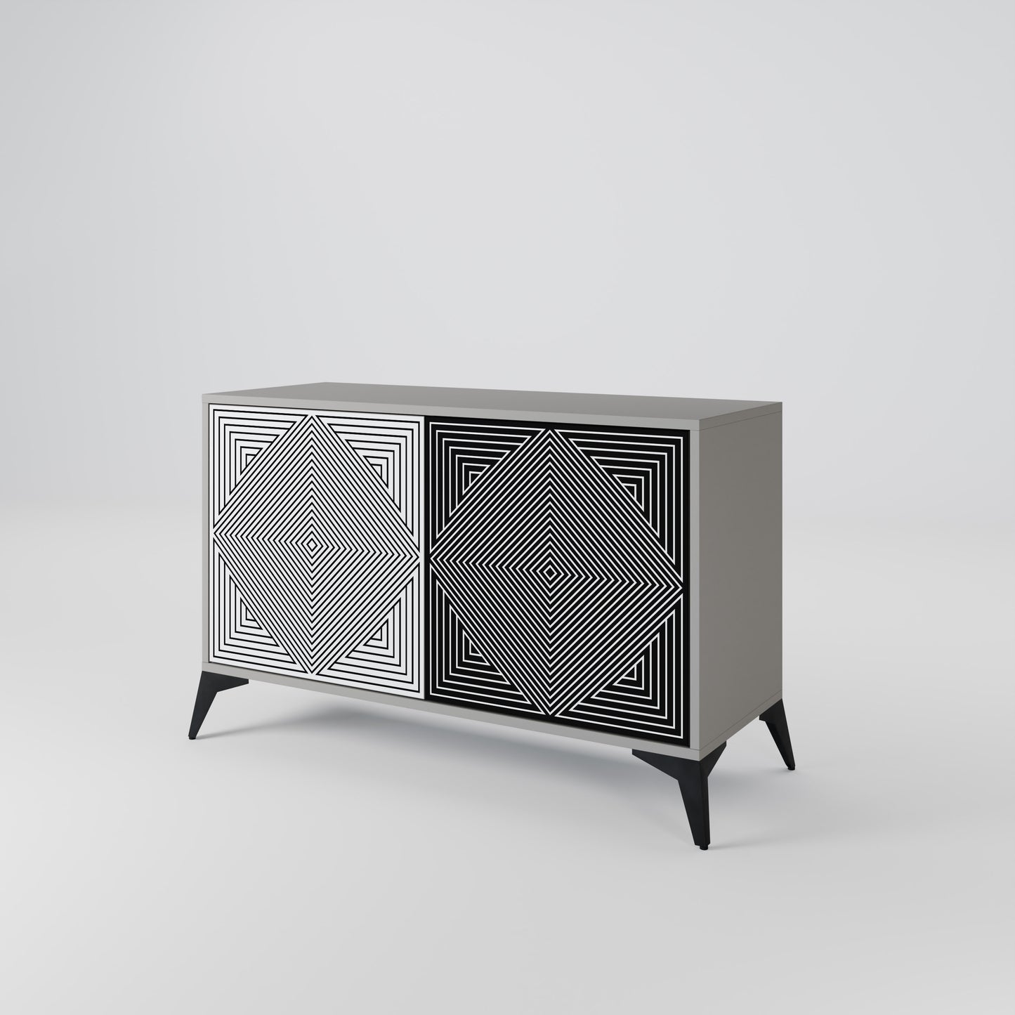 POLYGON ILLUSION 2-dörrars skänk i grå finish