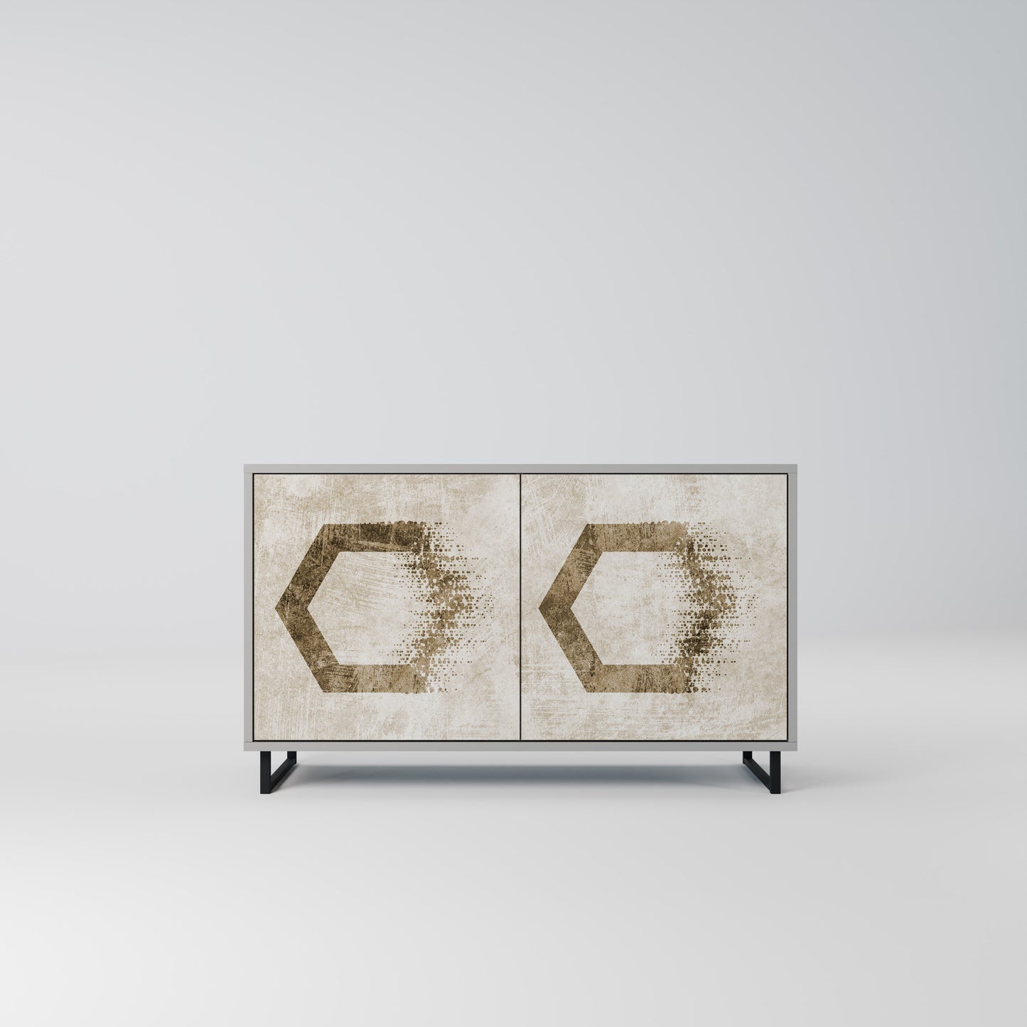 HEXAGONAL SHAPES 2-Door Sideboard in Grey Finish