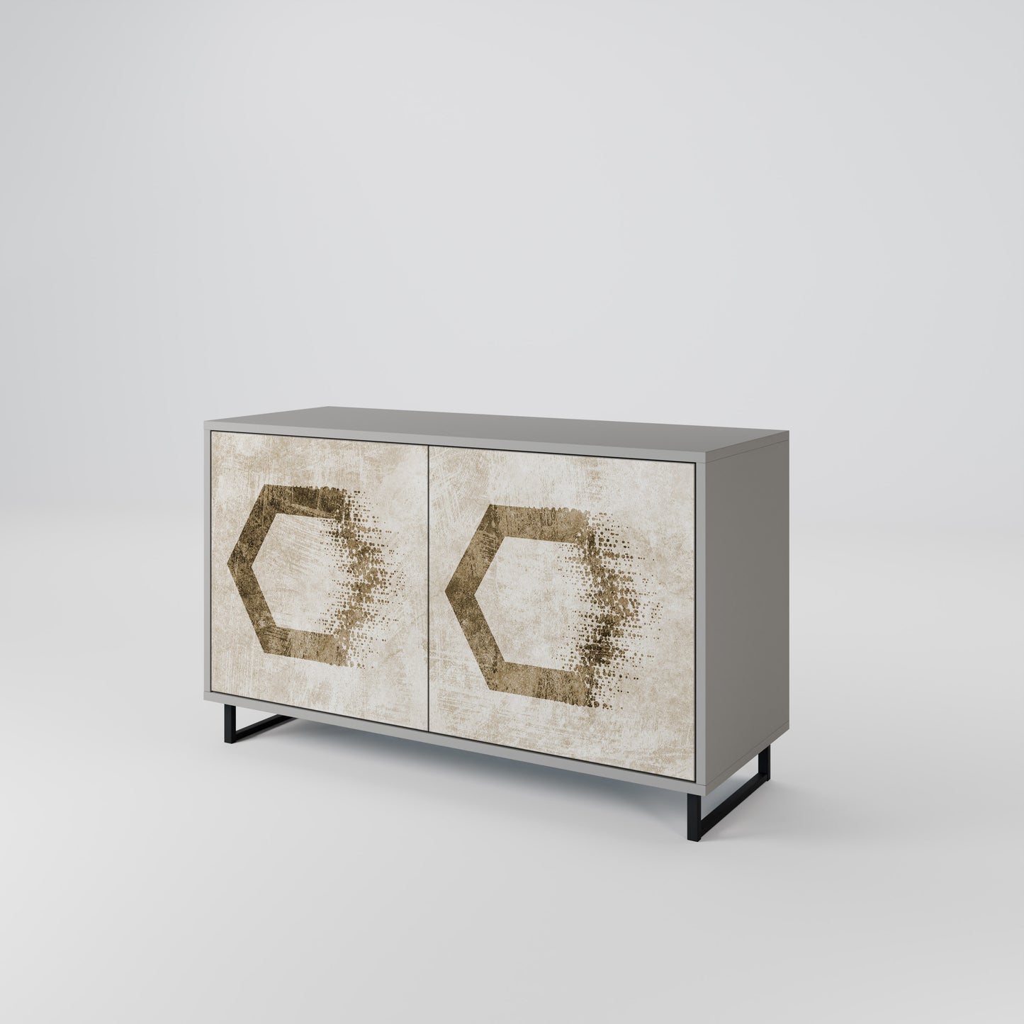 HEXAGONAL SHAPES 2-Door Sideboard in Grey Finish