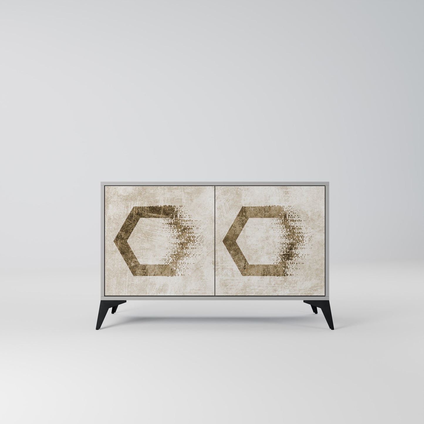 HEXAGONAL SHAPES 2-Door Sideboard in Grey Finish