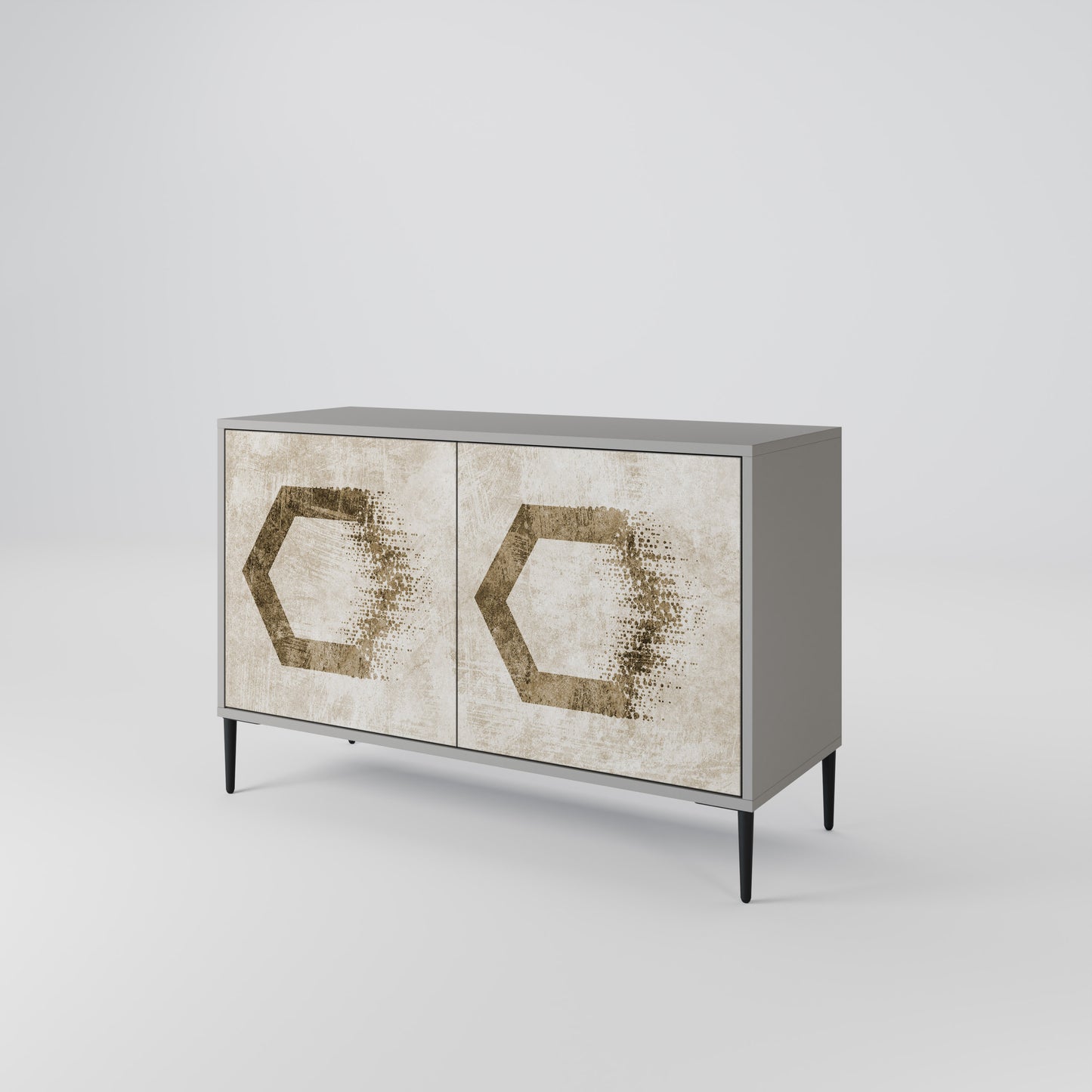 HEXAGONAL SHAPES 2-Door Sideboard in Grey Finish