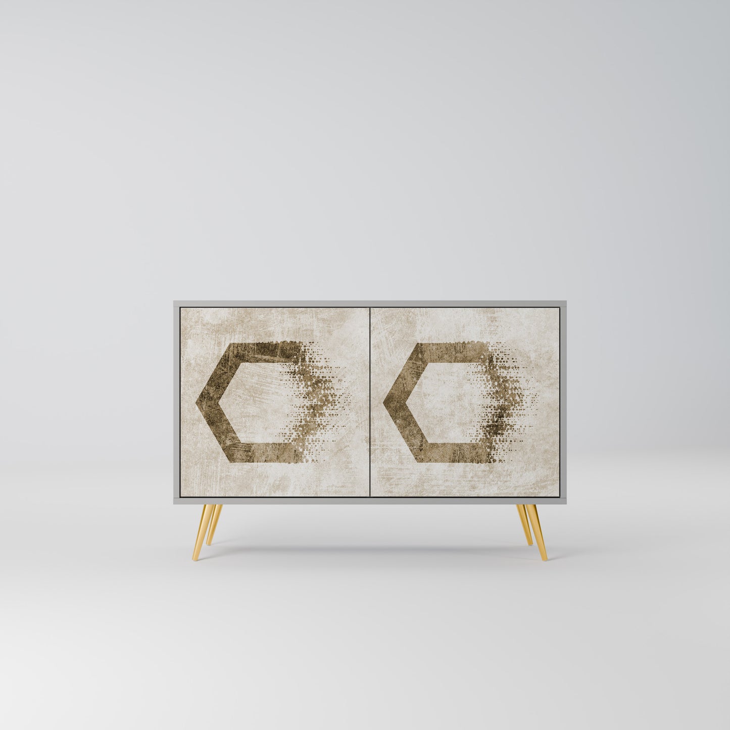 HEXAGONAL SHAPES 2-Door Sideboard in Grey Finish