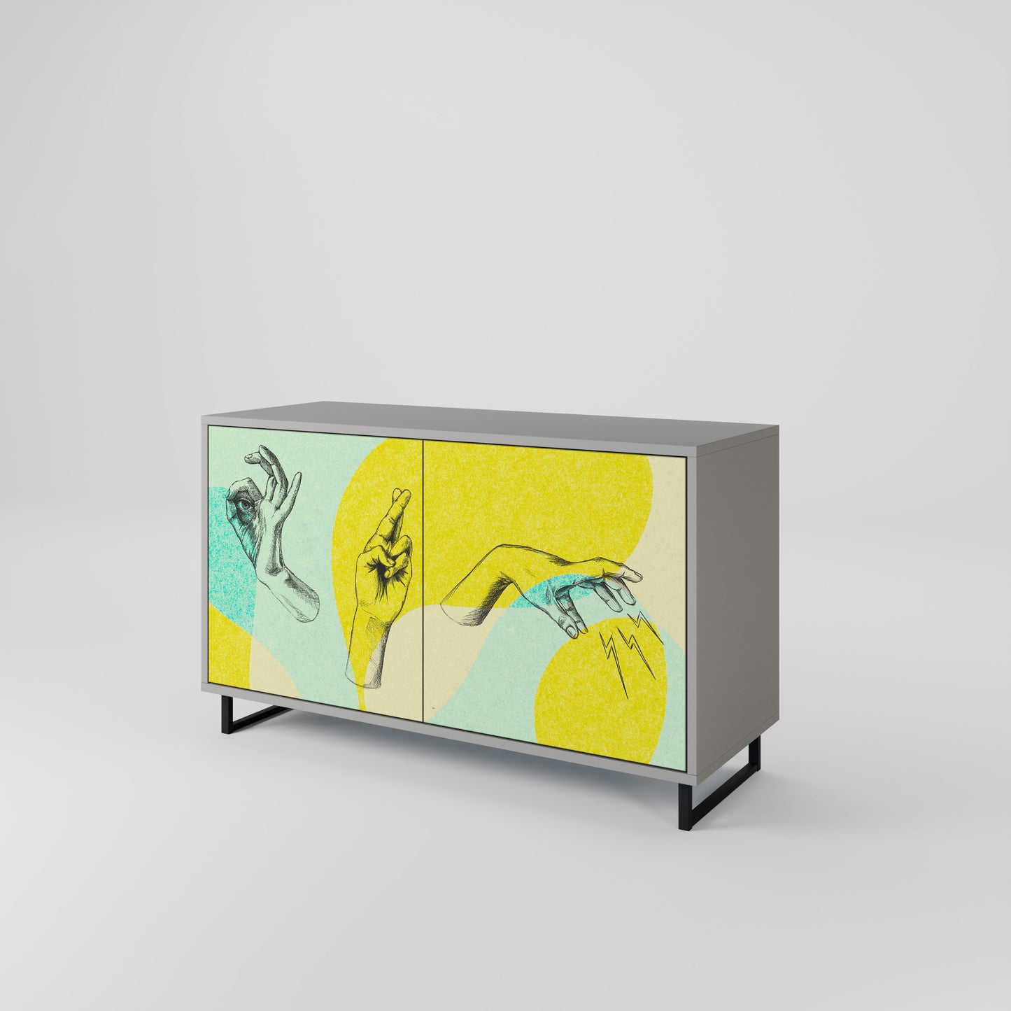 BODY LANGUAGE 2-Door Sideboard in Grey Finish