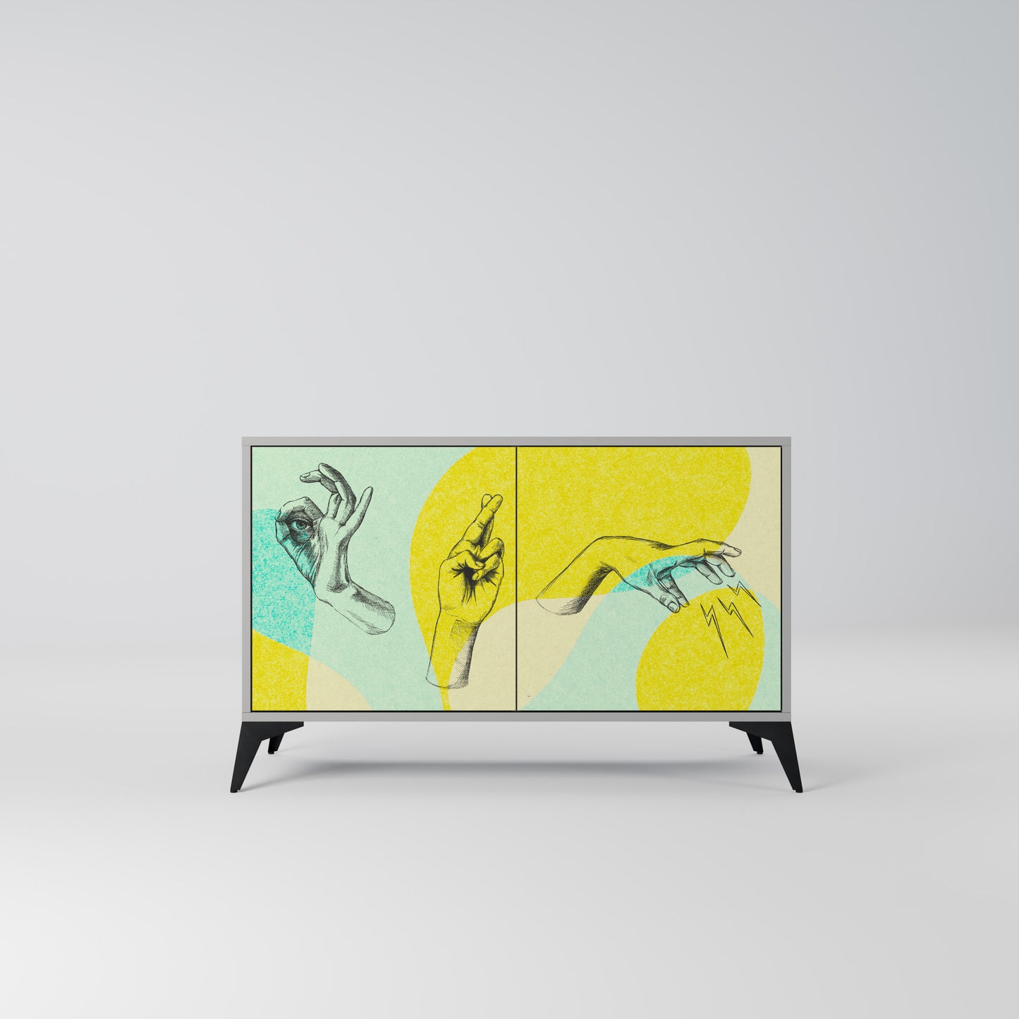 BODY LANGUAGE 2-Door Sideboard in Grey Finish