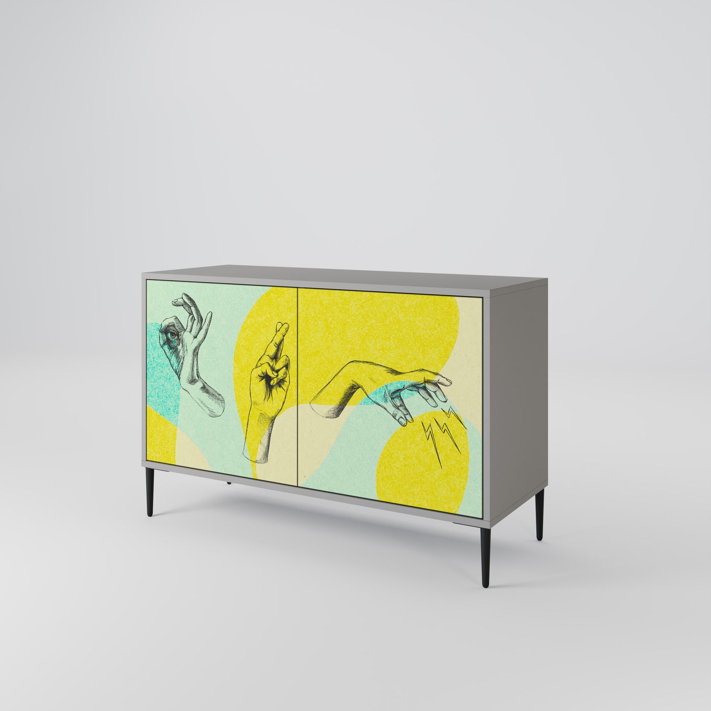 BODY LANGUAGE 2-Door Sideboard in Grey Finish