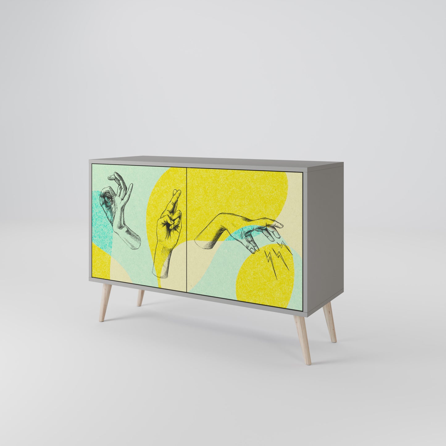 BODY LANGUAGE 2-Door Sideboard in Grey Finish