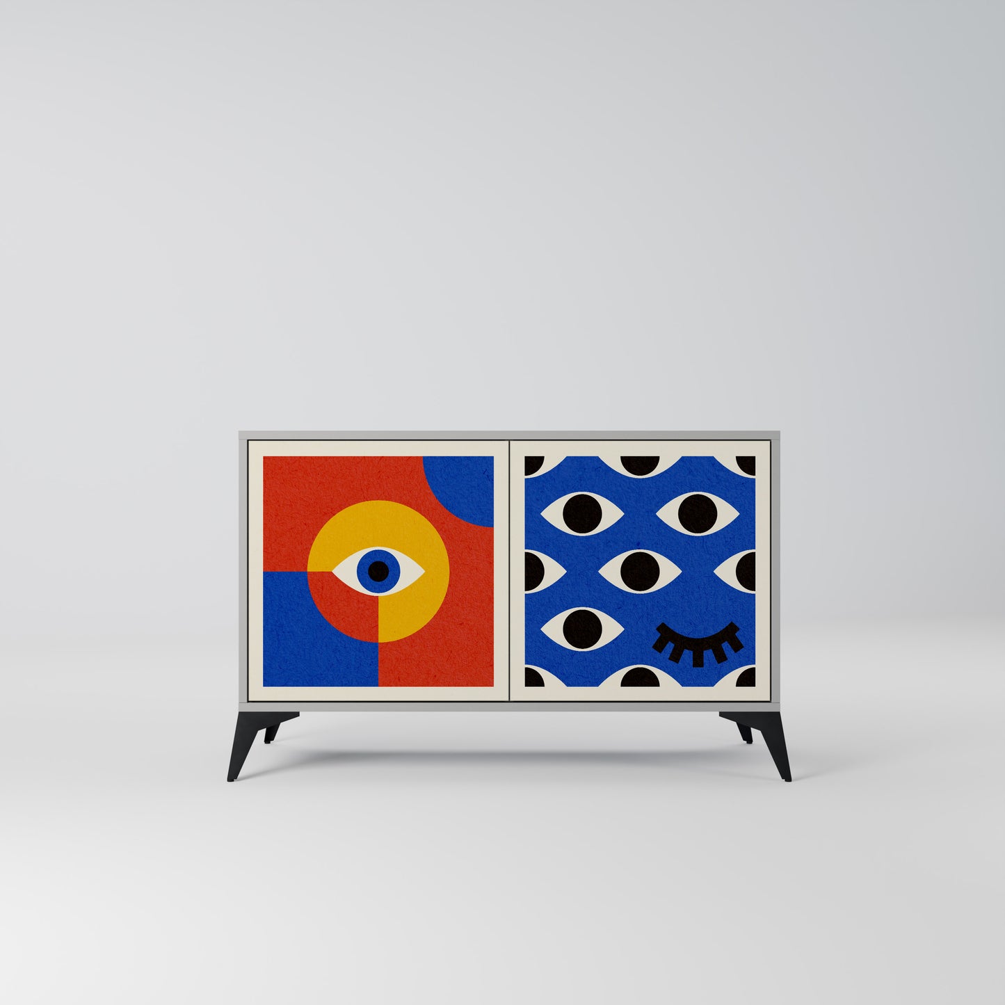 GEOMETRIC EYES 2-Door Sideboard in Grey Finish