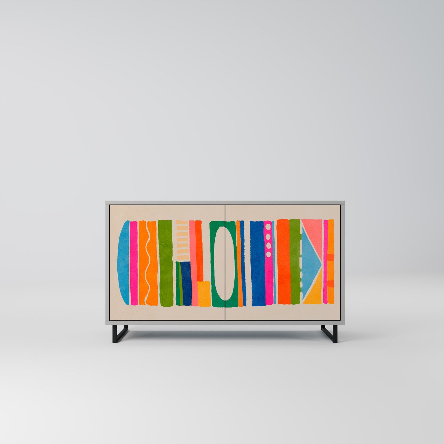 GEOMETRIC SHINE 2-Door Sideboard in Grey Finish