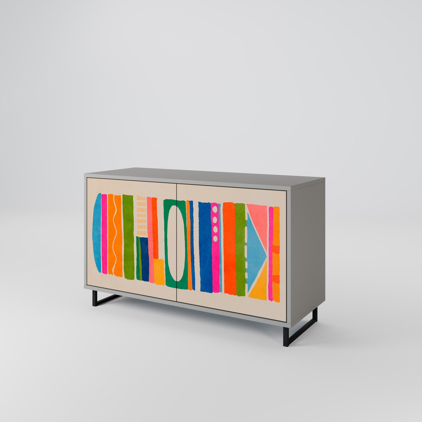 GEOMETRIC SHINE 2-Door Sideboard in Grey Finish