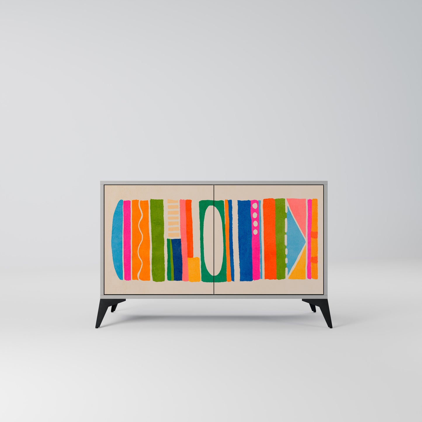GEOMETRIC SHINE 2-Door Sideboard in Grey Finish
