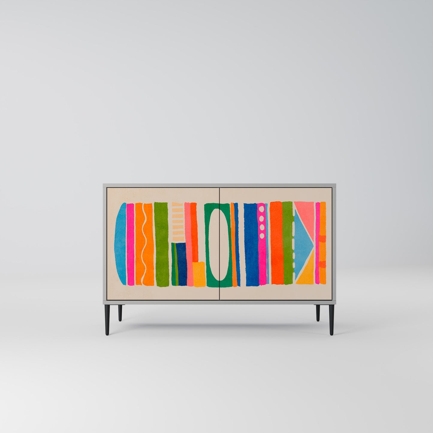 GEOMETRIC SHINE 2-Door Sideboard in Grey Finish