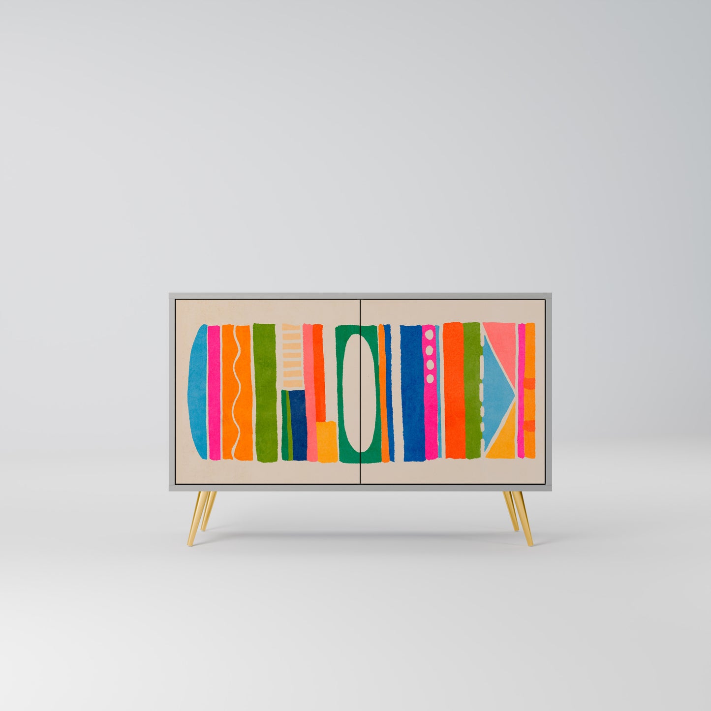 GEOMETRIC SHINE 2-Door Sideboard in Grey Finish