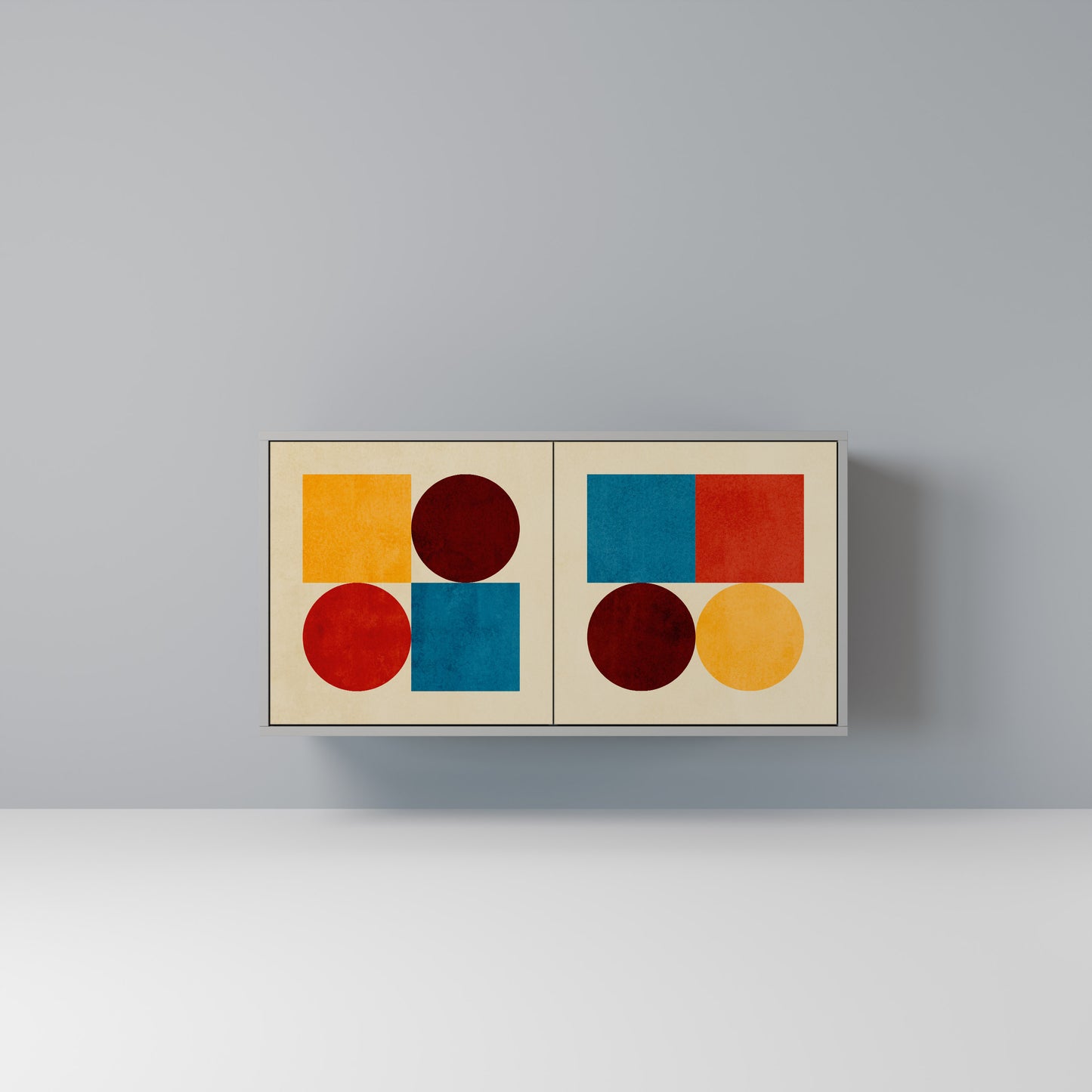 GEOMETRIC PUZZLE 2-Door Sideboard in Grey Finish