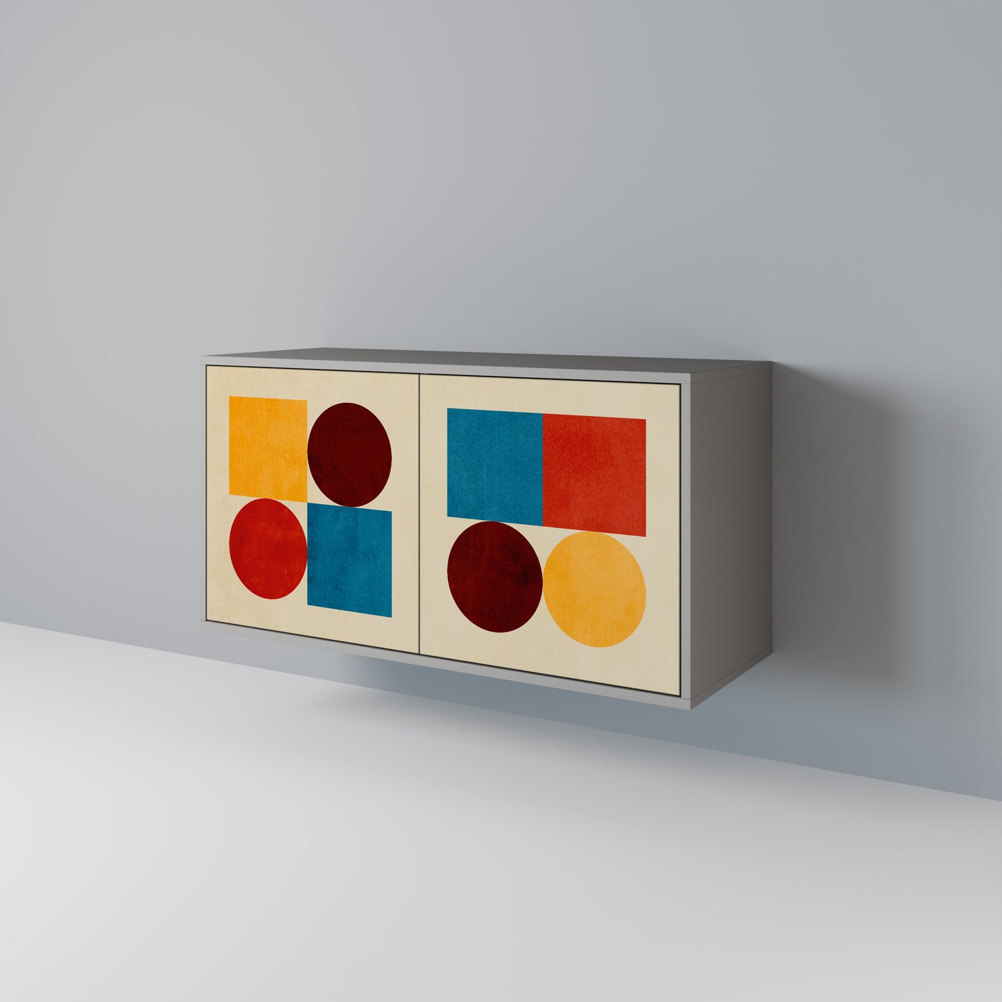 GEOMETRIC PUZZLE 2-Door Sideboard in Grey Finish