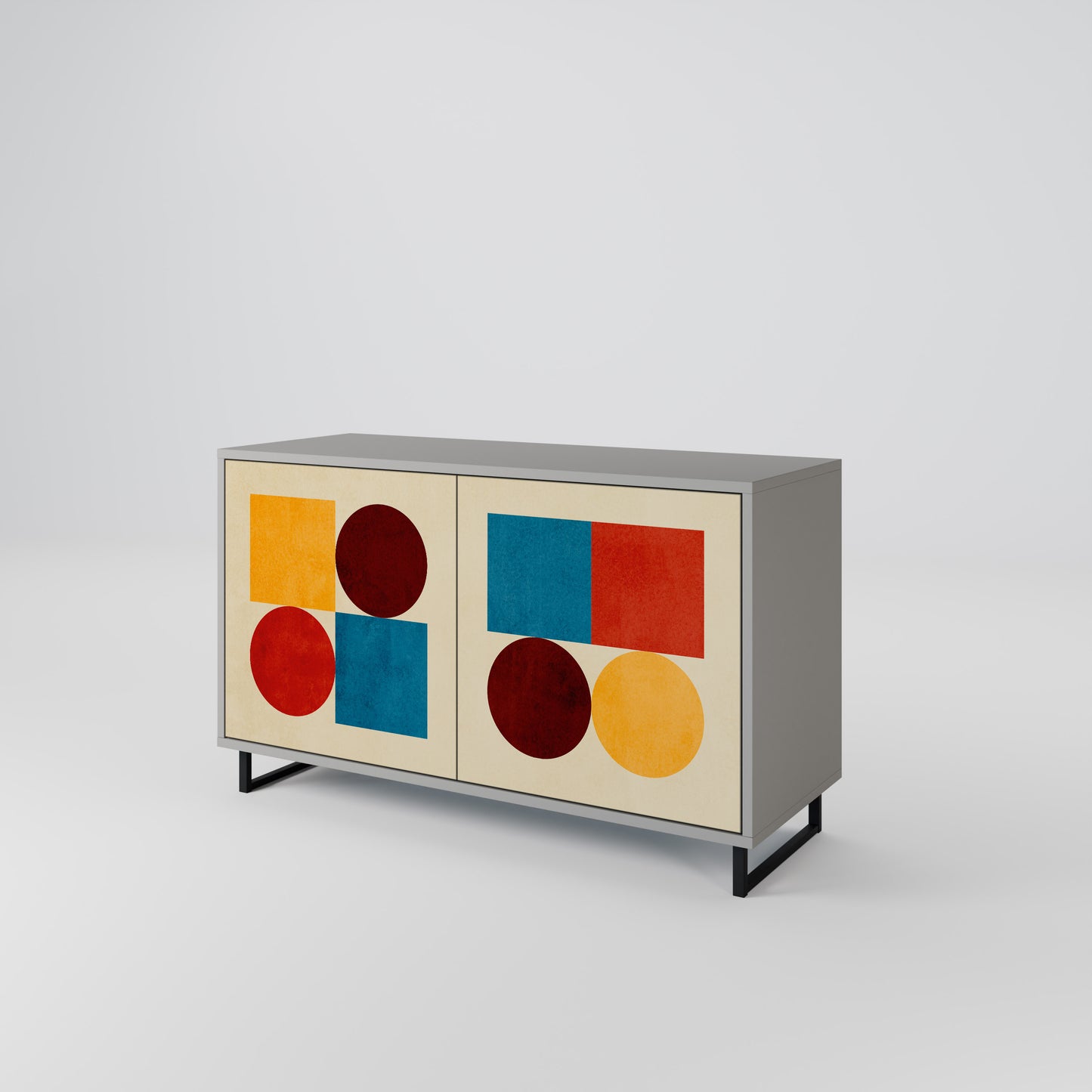 GEOMETRIC PUZZLE 2-Door Sideboard in Grey Finish