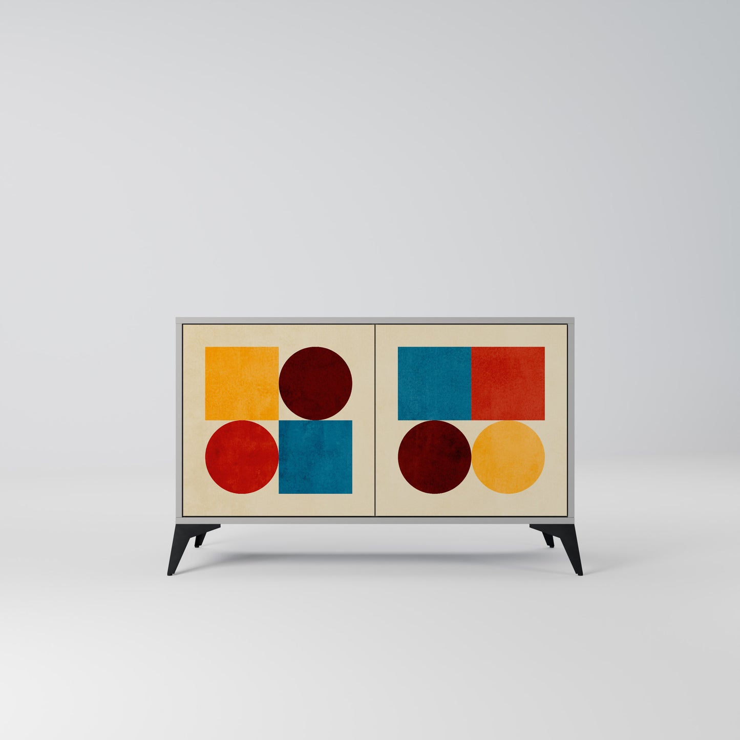 GEOMETRIC PUZZLE 2-Door Sideboard in Grey Finish