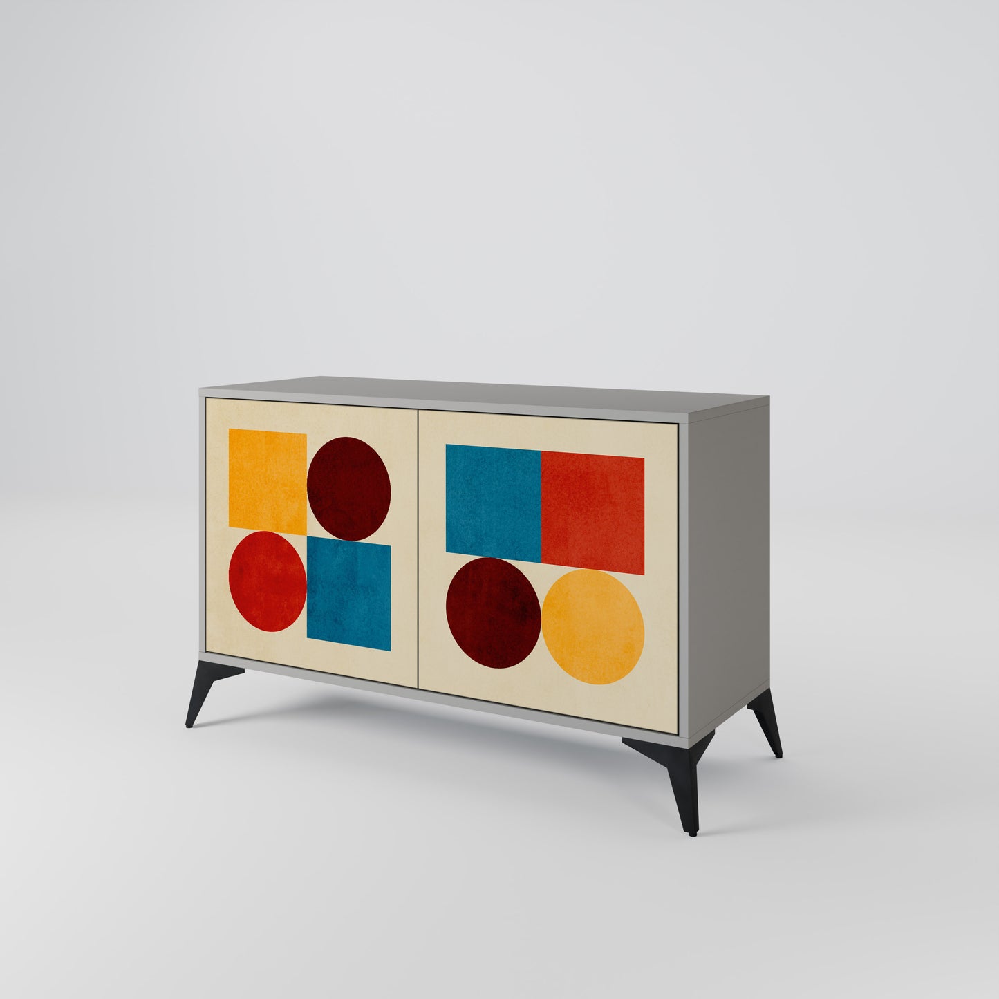 GEOMETRIC PUZZLE 2-Door Sideboard in Grey Finish