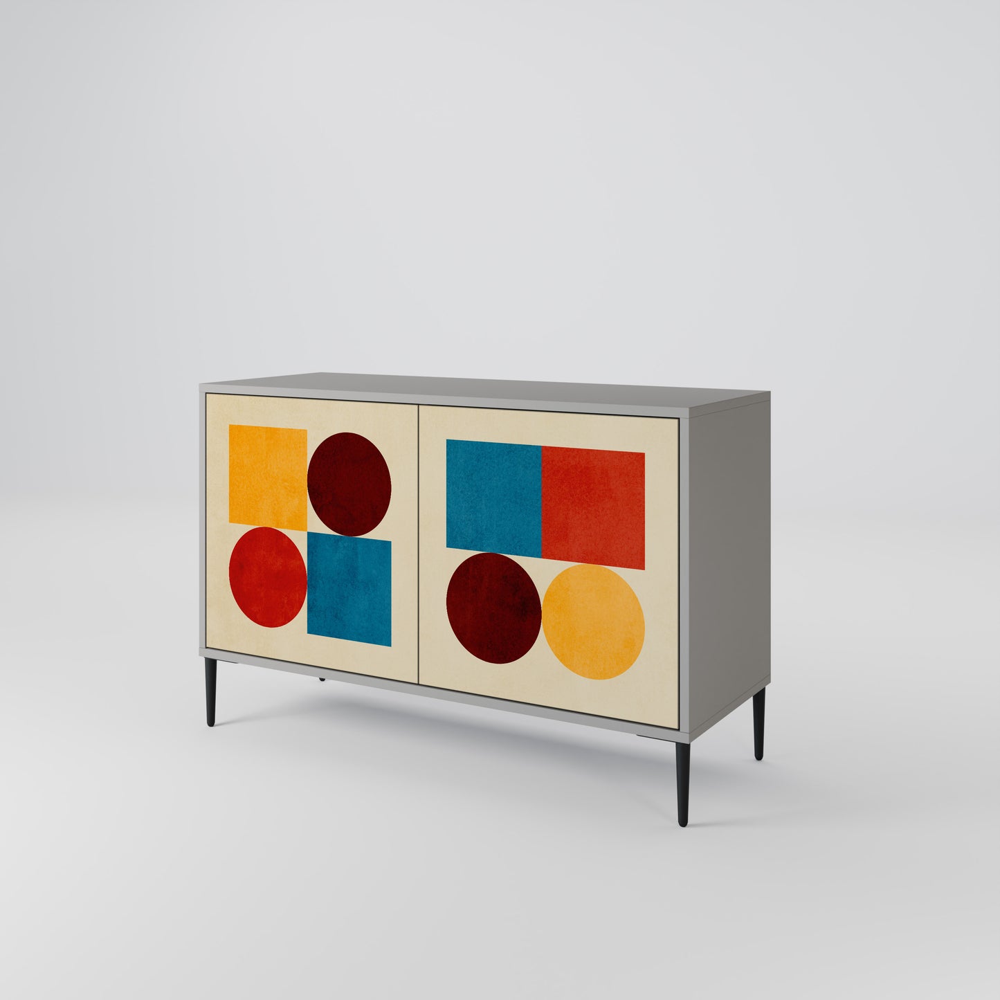 GEOMETRIC PUZZLE 2-Door Sideboard in Grey Finish