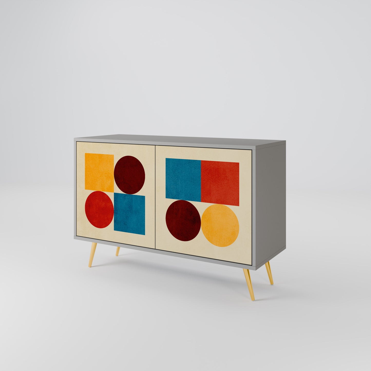 GEOMETRIC PUZZLE 2-Door Sideboard in Grey Finish