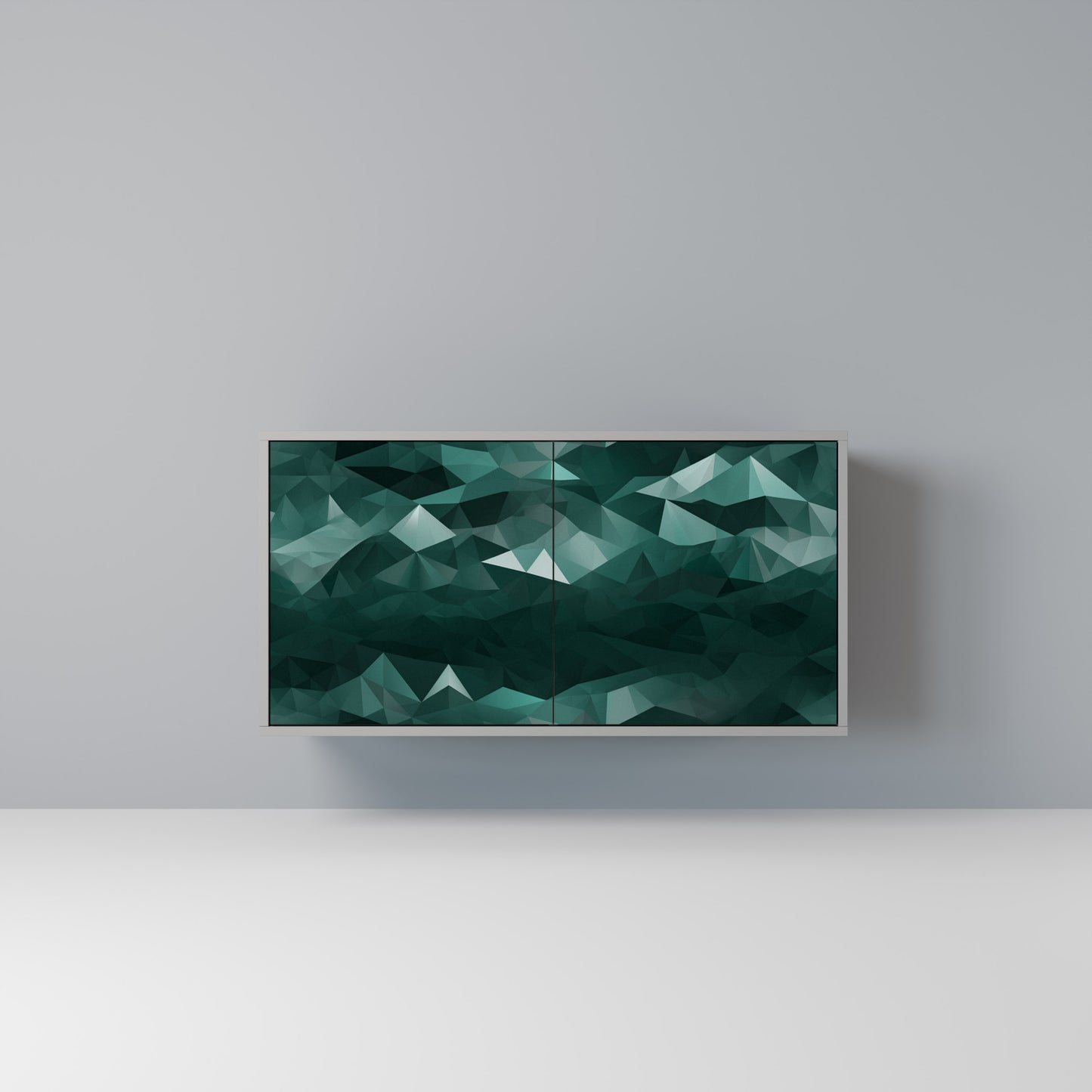 POLYGONAL FLOATING 2-Door Sideboard in Grey Finish