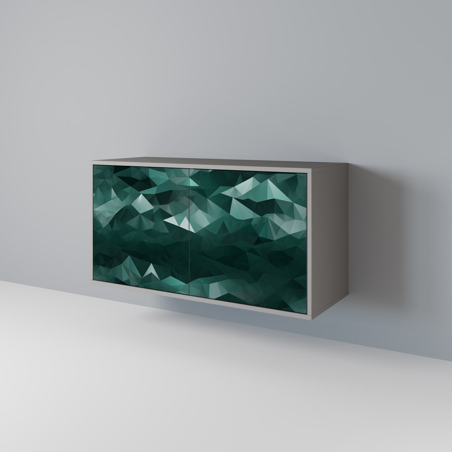 POLYGONAL FLOATING 2-Door Sideboard in Grey Finish