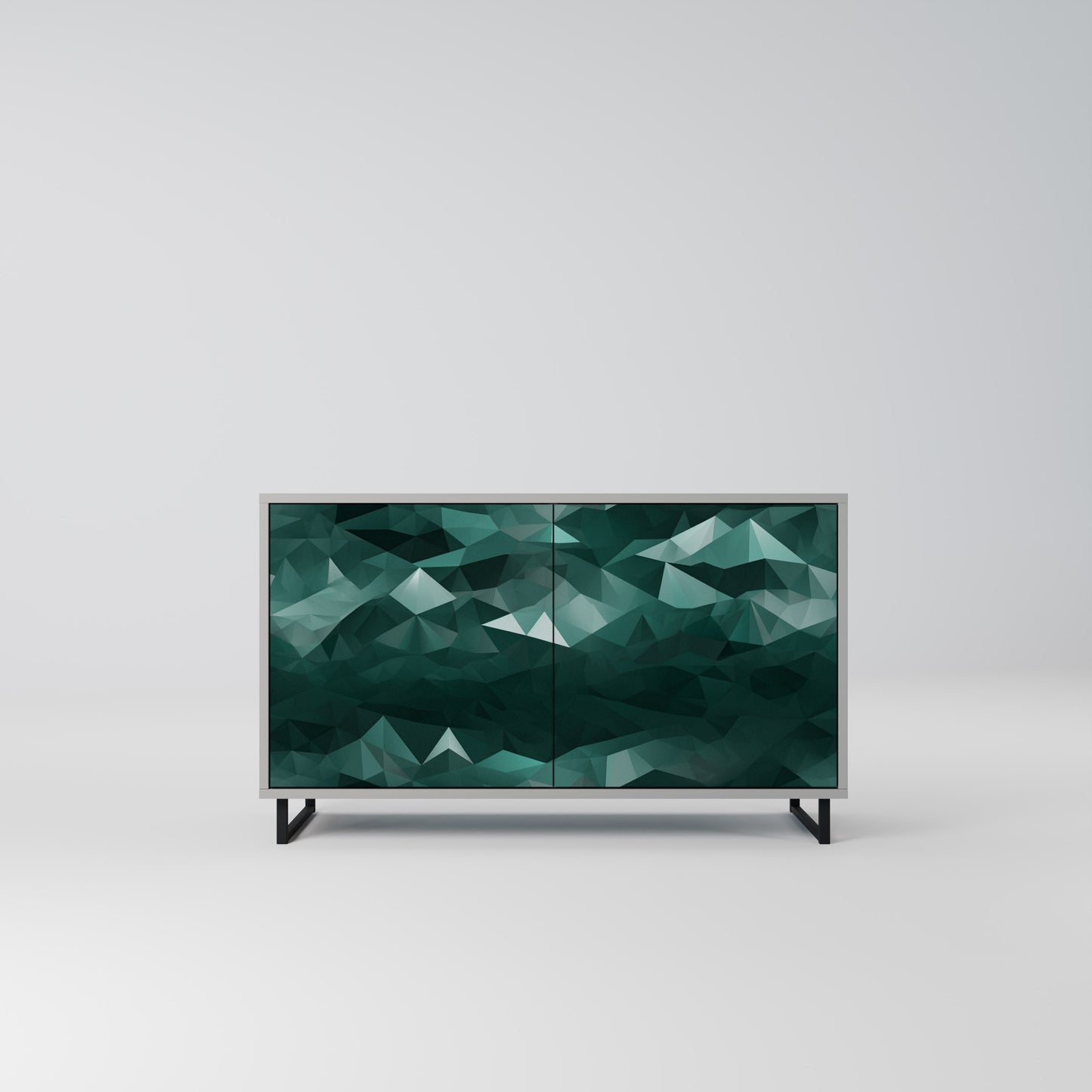 POLYGONAL FLOATING 2-Door Sideboard in Grey Finish