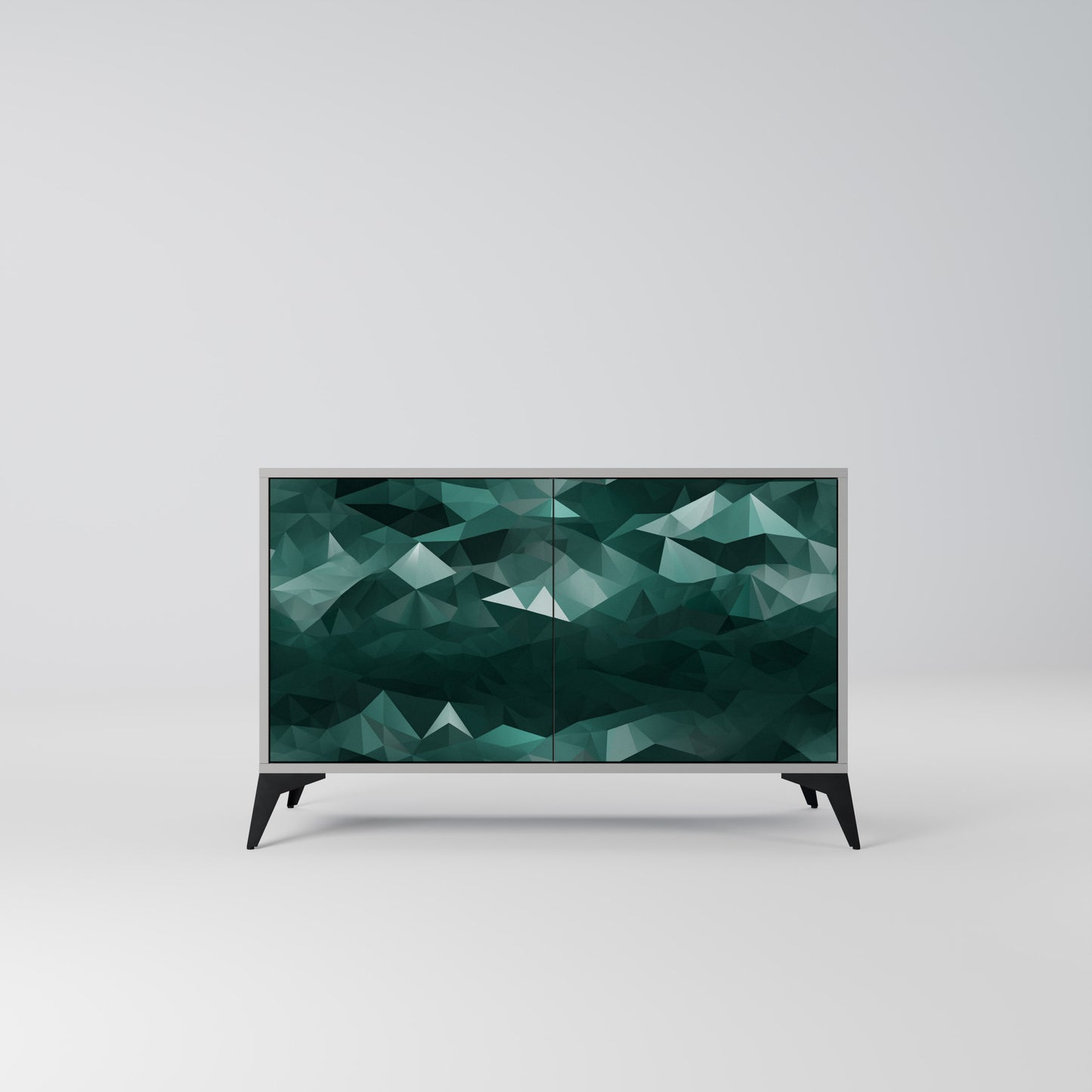 POLYGONAL FLOATING 2-Door Sideboard in Grey Finish