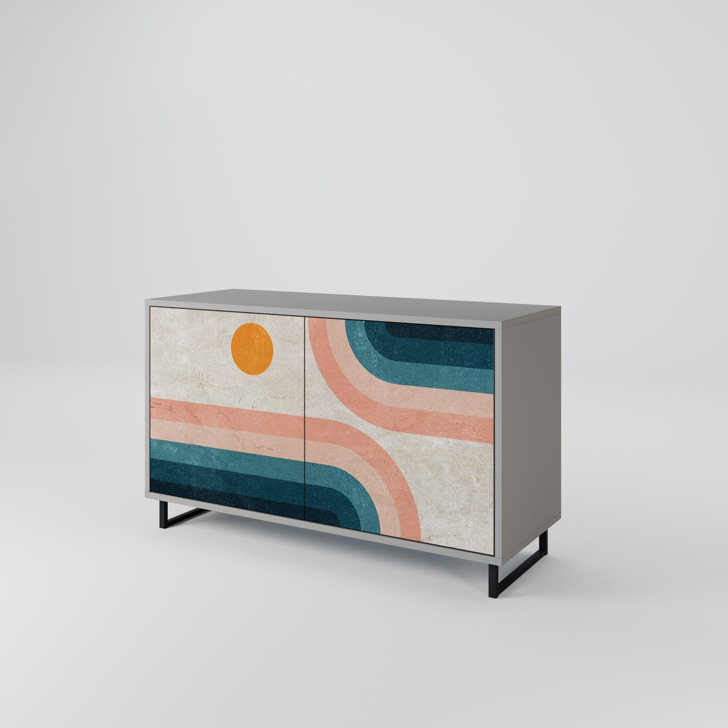 TWO HALVES 2-Door Sideboard in Grey Finish