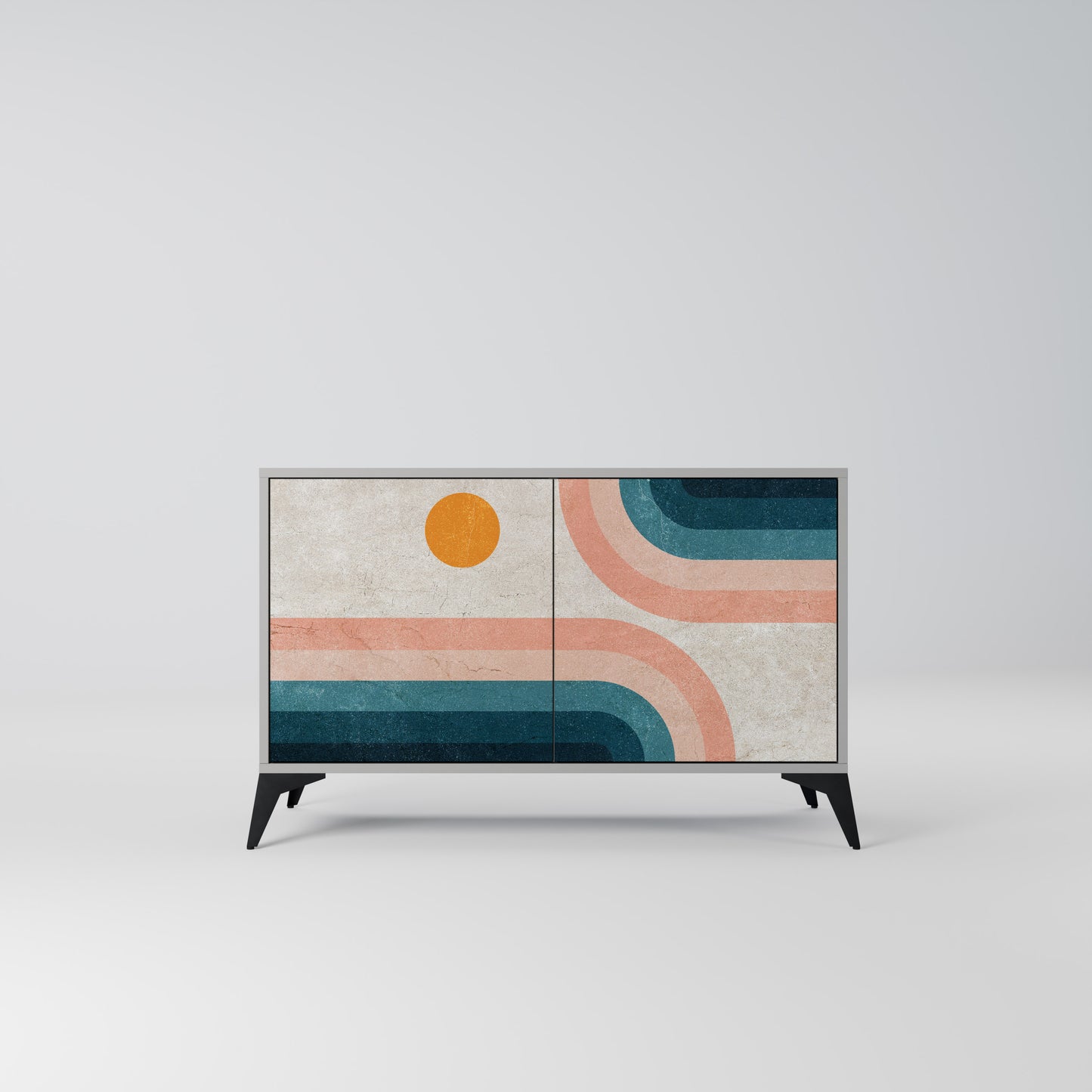 TWO HALVES 2-Door Sideboard in Grey Finish