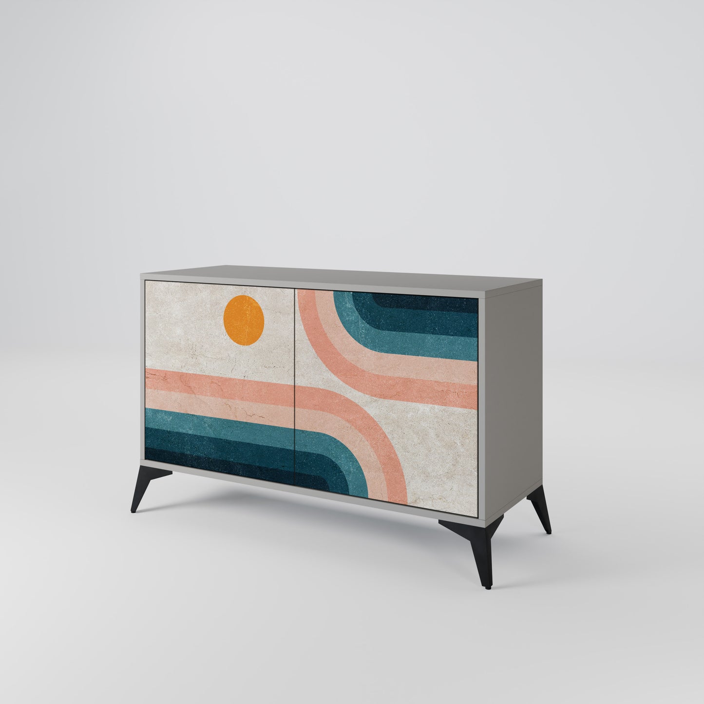 TWO HALVES 2-Door Sideboard in Grey Finish
