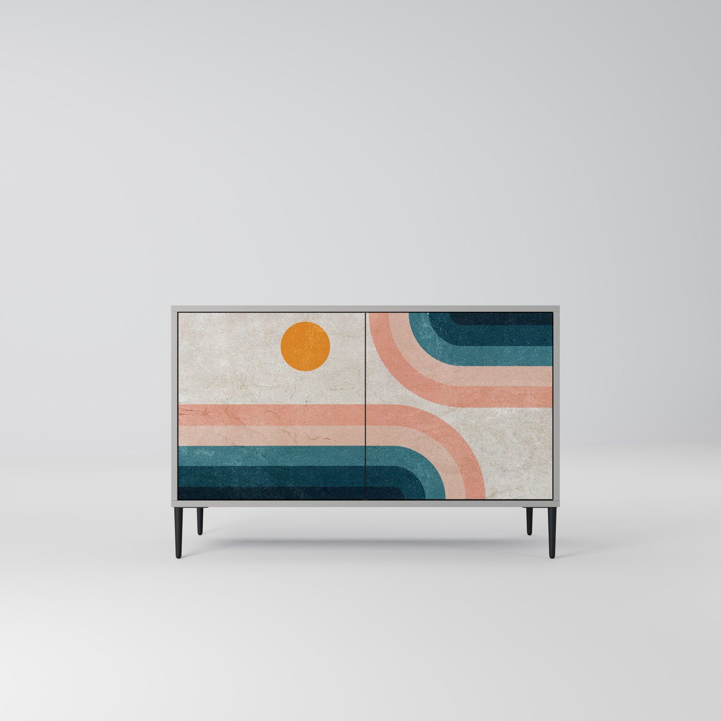 TWO HALVES 2-Door Sideboard in Grey Finish