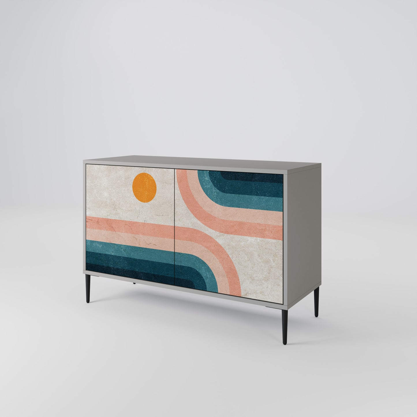 TWO HALVES 2-Door Sideboard in Grey Finish