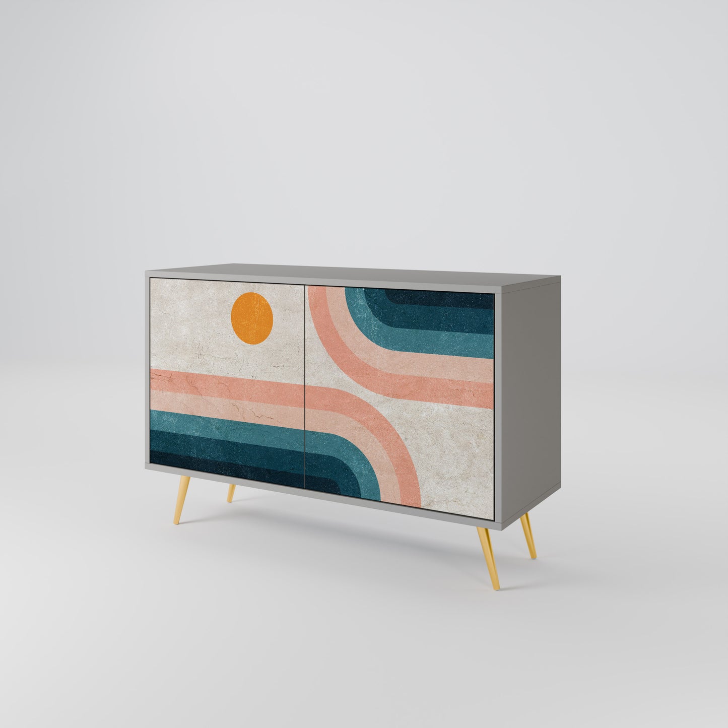 TWO HALVES 2-Door Sideboard in Grey Finish