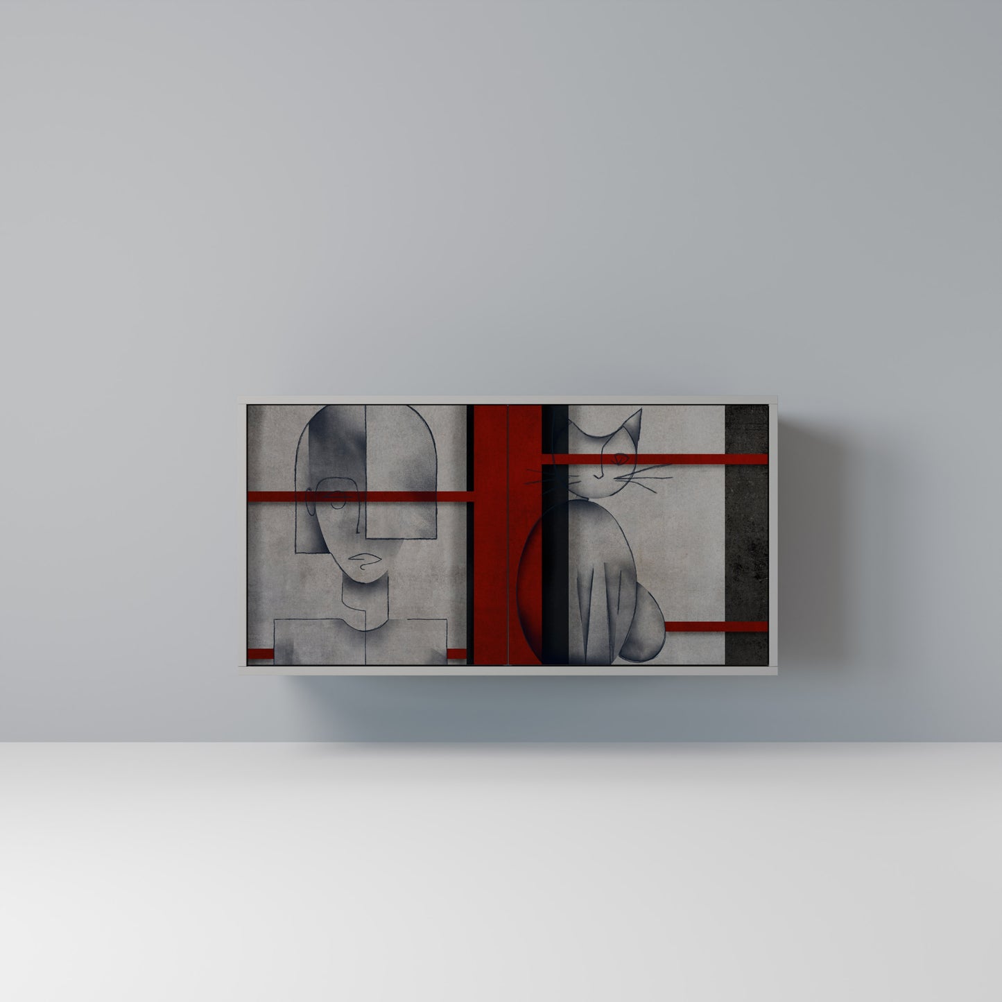 GRAY FIGURES 2-Door Sideboard in Grey Finish