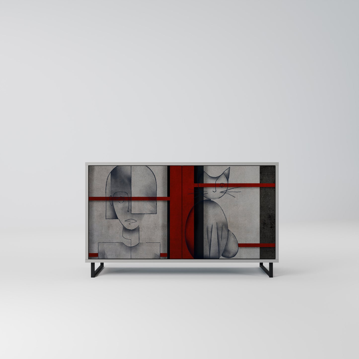 GRAY FIGURES 2-Door Sideboard in Grey Finish