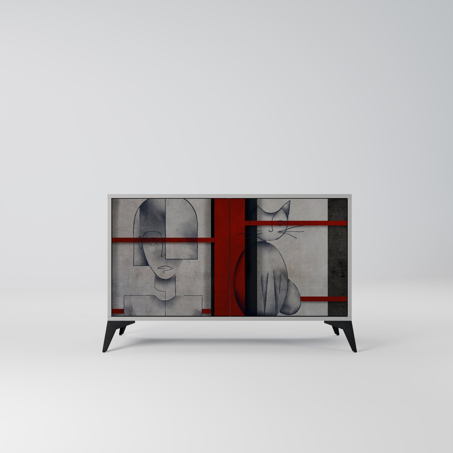 GRAY FIGURES 2-Door Sideboard in Grey Finish