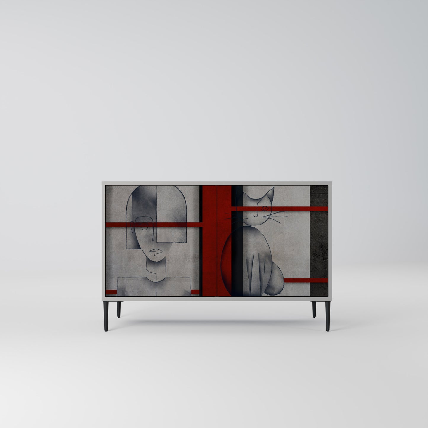 GRAY FIGURES 2-Door Sideboard in Grey Finish