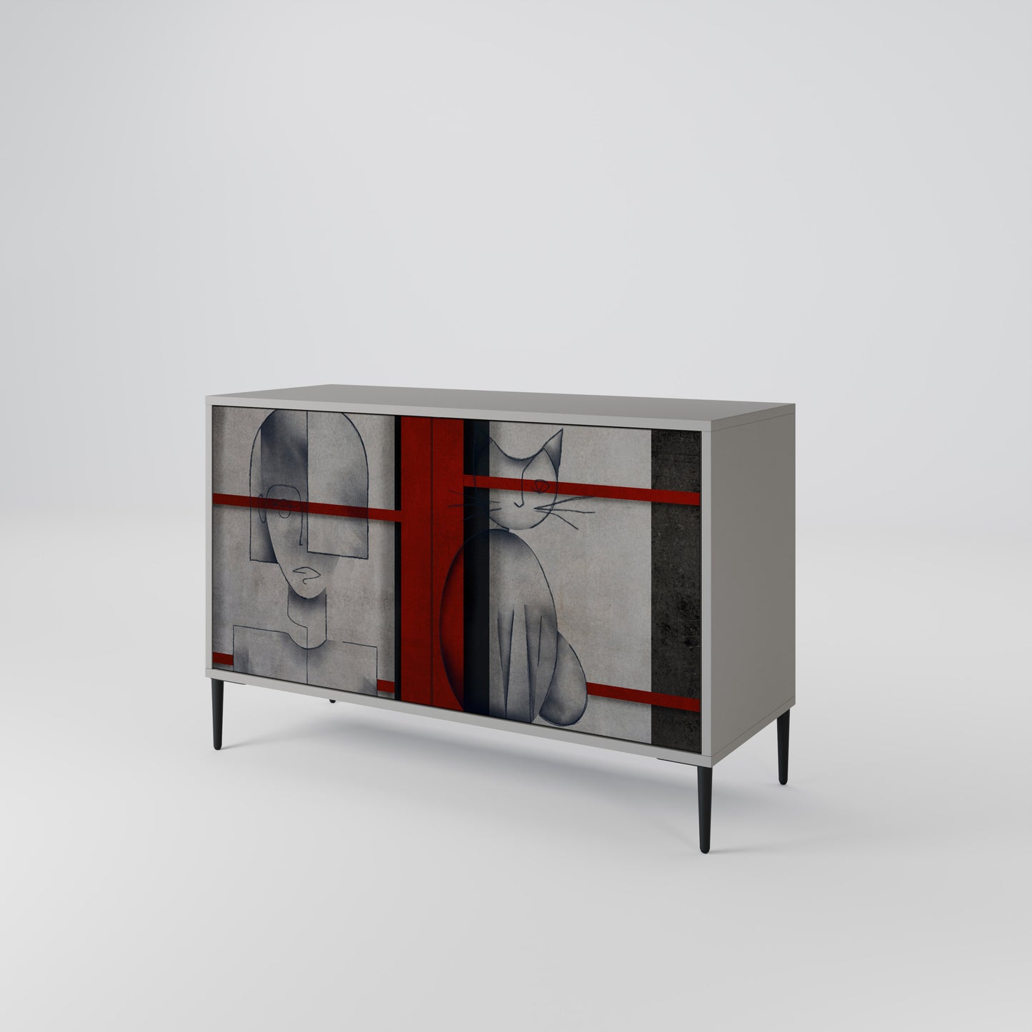 GRAY FIGURES 2-Door Sideboard in Grey Finish