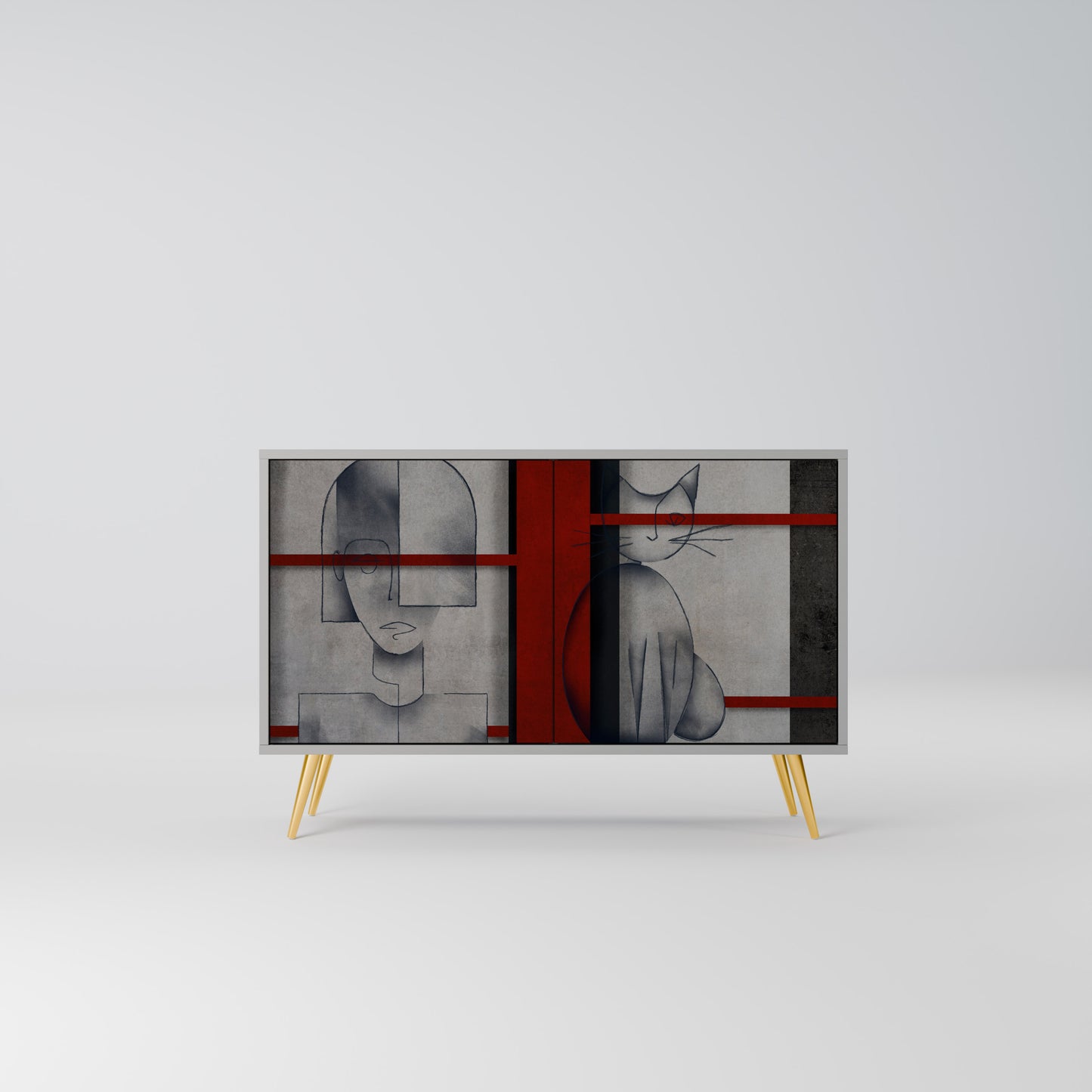 GRAY FIGURES 2-Door Sideboard in Grey Finish