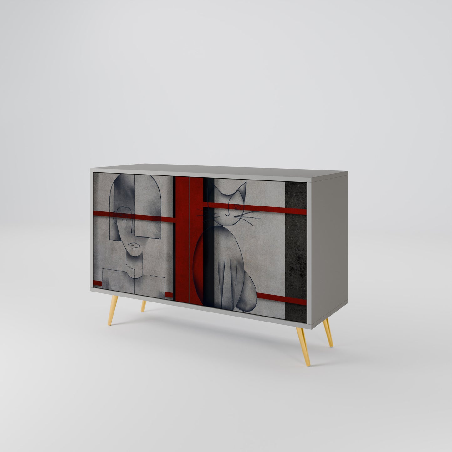 GRAY FIGURES 2-Door Sideboard in Grey Finish