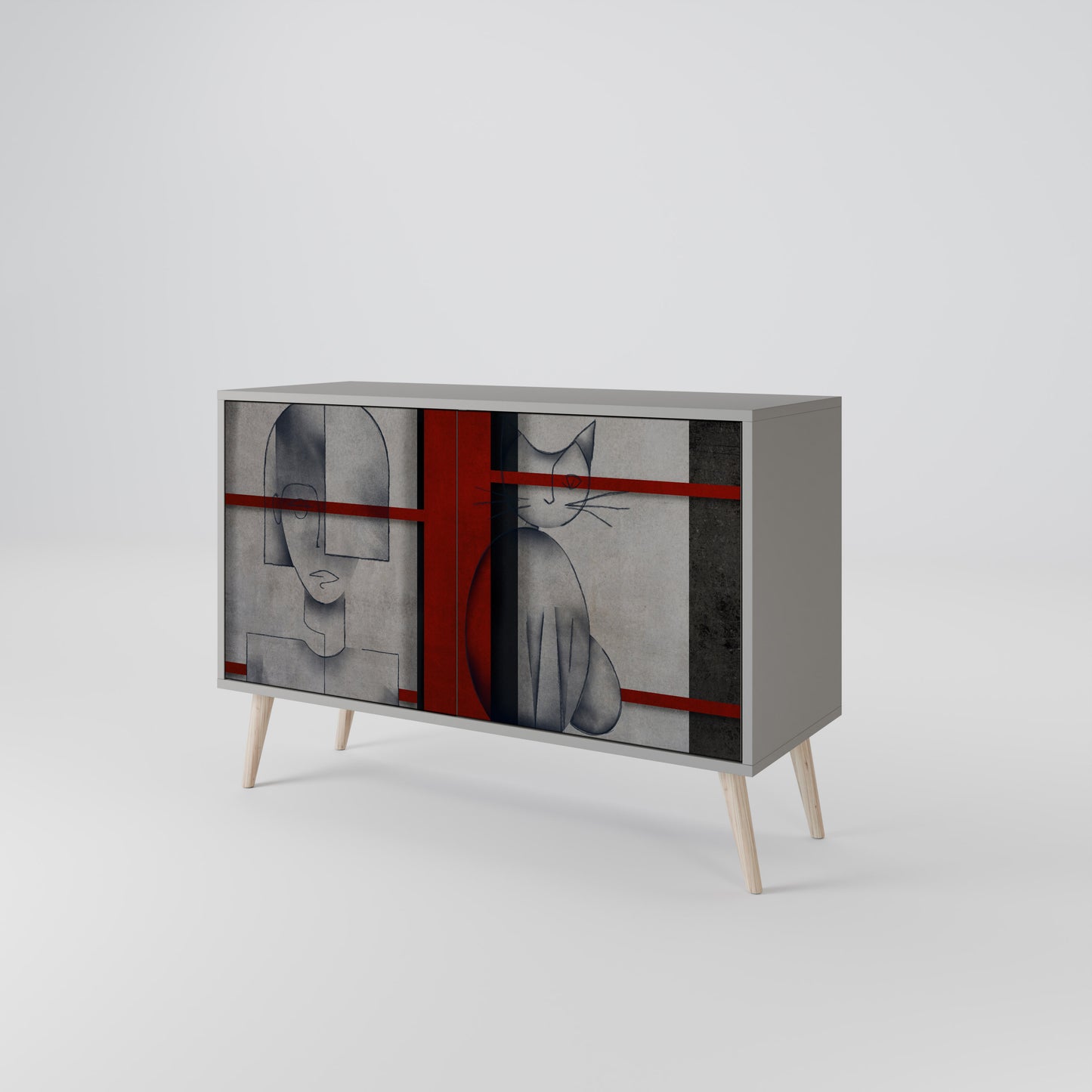 GRAY FIGURES 2-Door Sideboard in Grey Finish