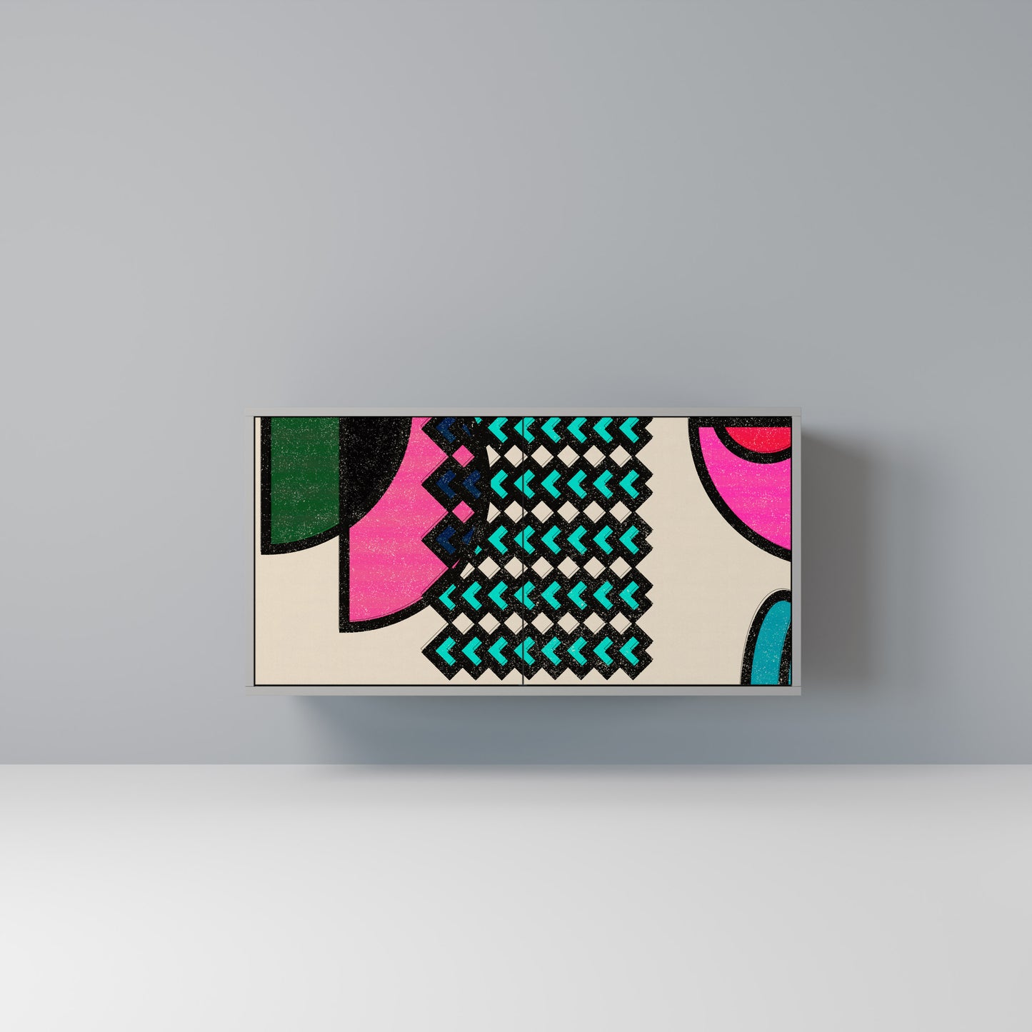 GEOMETRIC RHAPSODY 2-dörrars skänk i grå finish