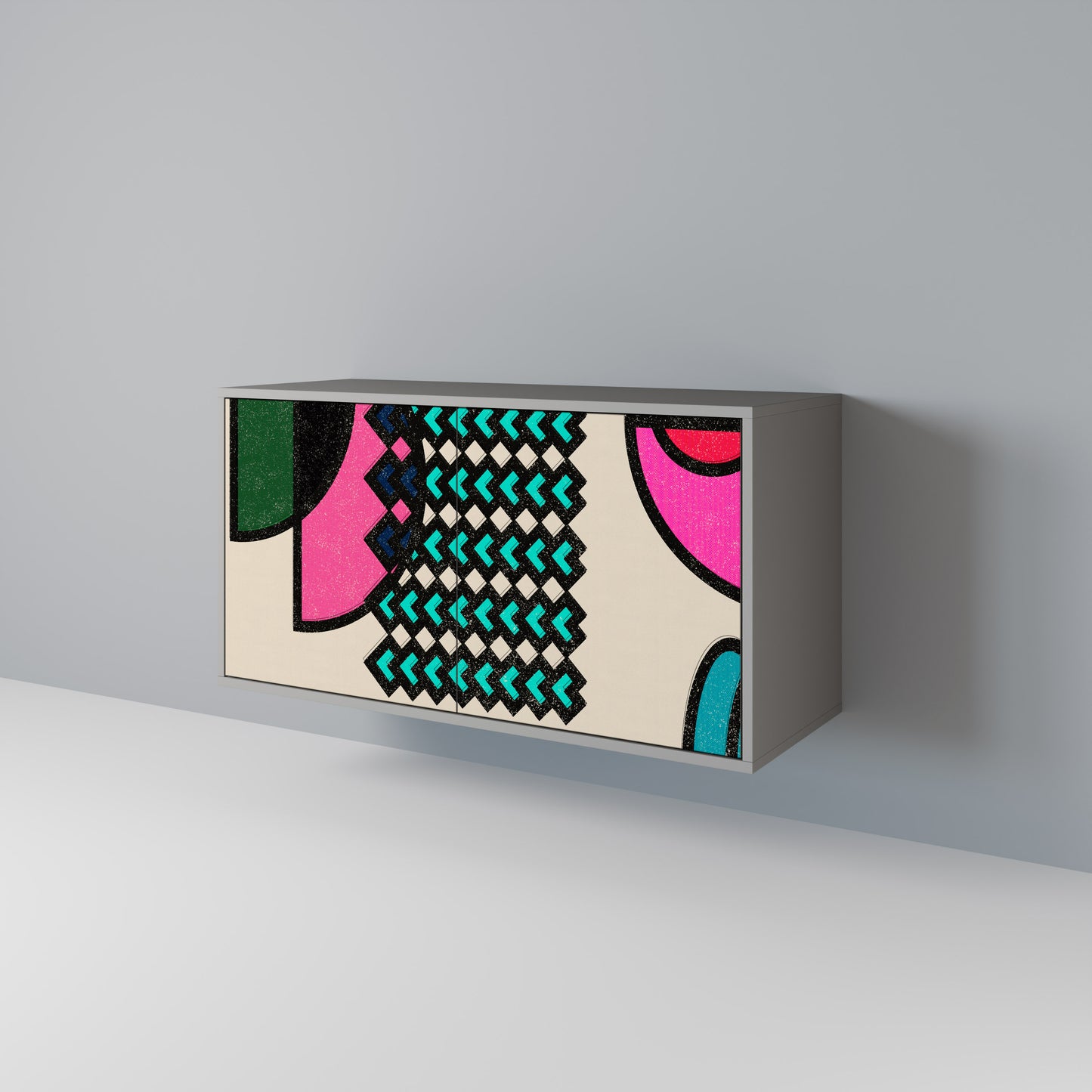 GEOMETRIC RHAPSODY 2-dörrars skänk i grå finish